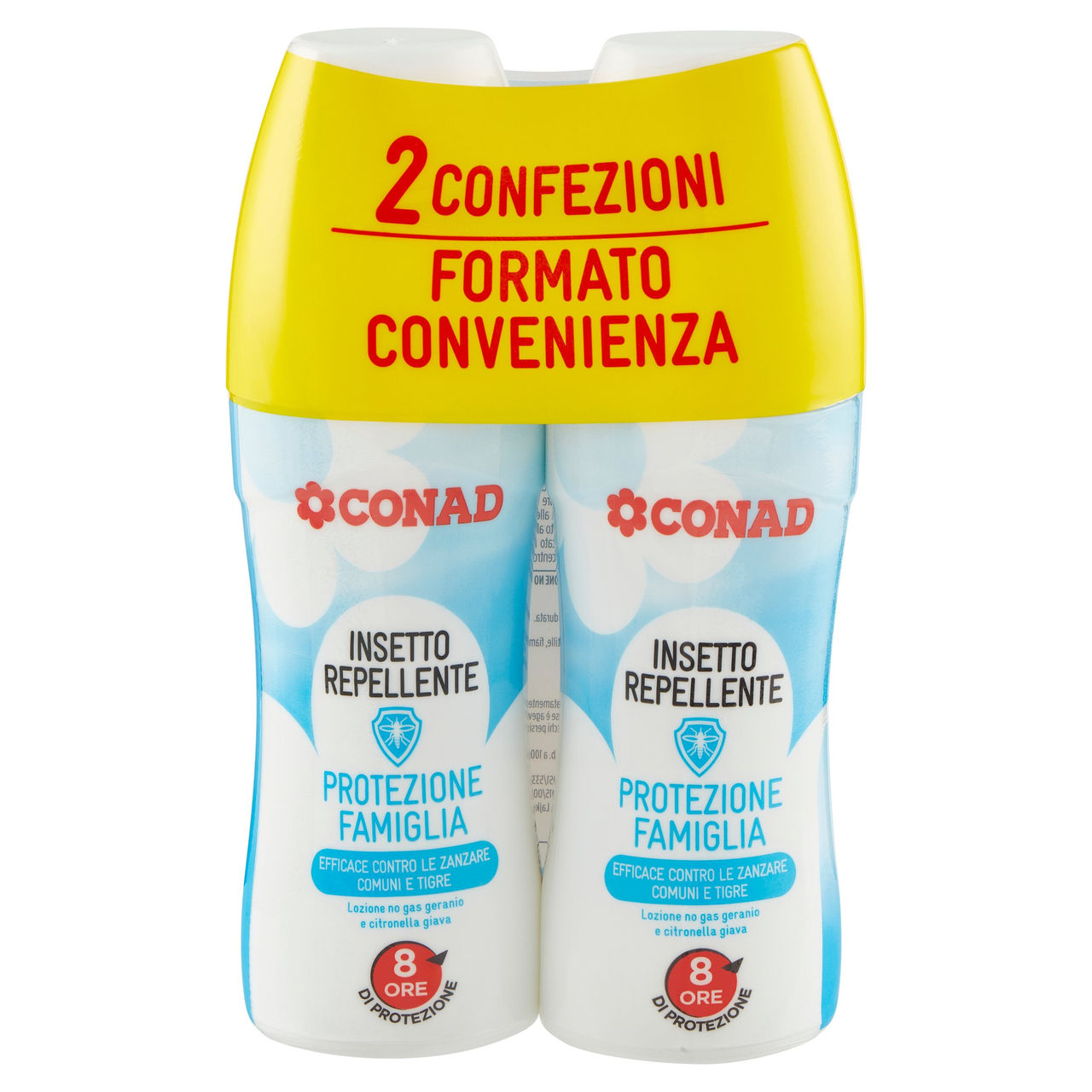 CONAD Insetto Repellente Protezione Famiglia Lozione no gas geranio e citronella giava 2 x 100 ml