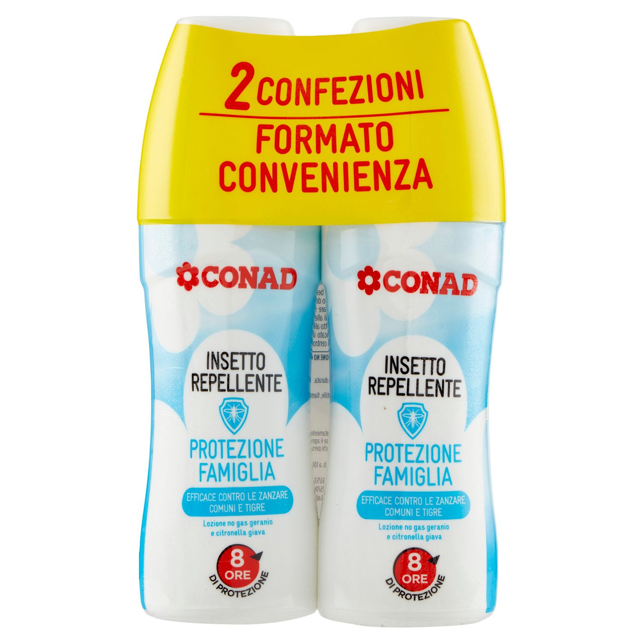 CONAD Insetto Repellente Protezione Famiglia Lozione no gas geranio e citronella giava 2 x 100 ml