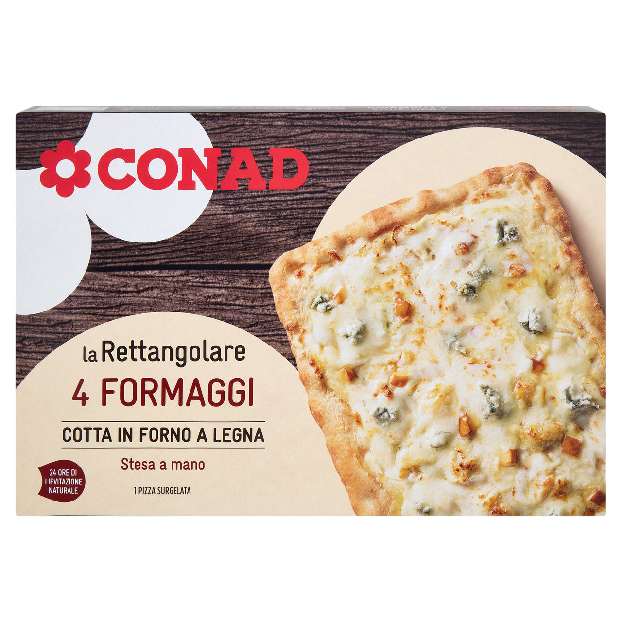 CONAD la Rettangolare 4 Formaggi 1 Pizza Surgelata 365 g