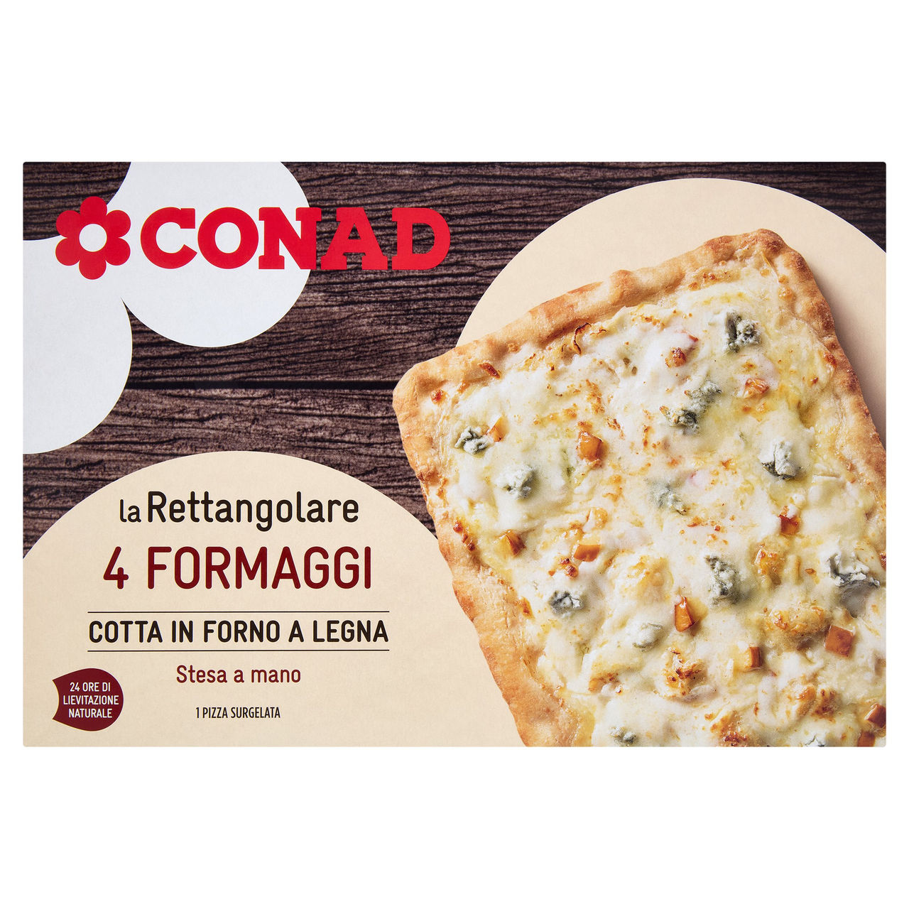CONAD la Rettangolare 4 Formaggi 1 Pizza Surgelata 365 g