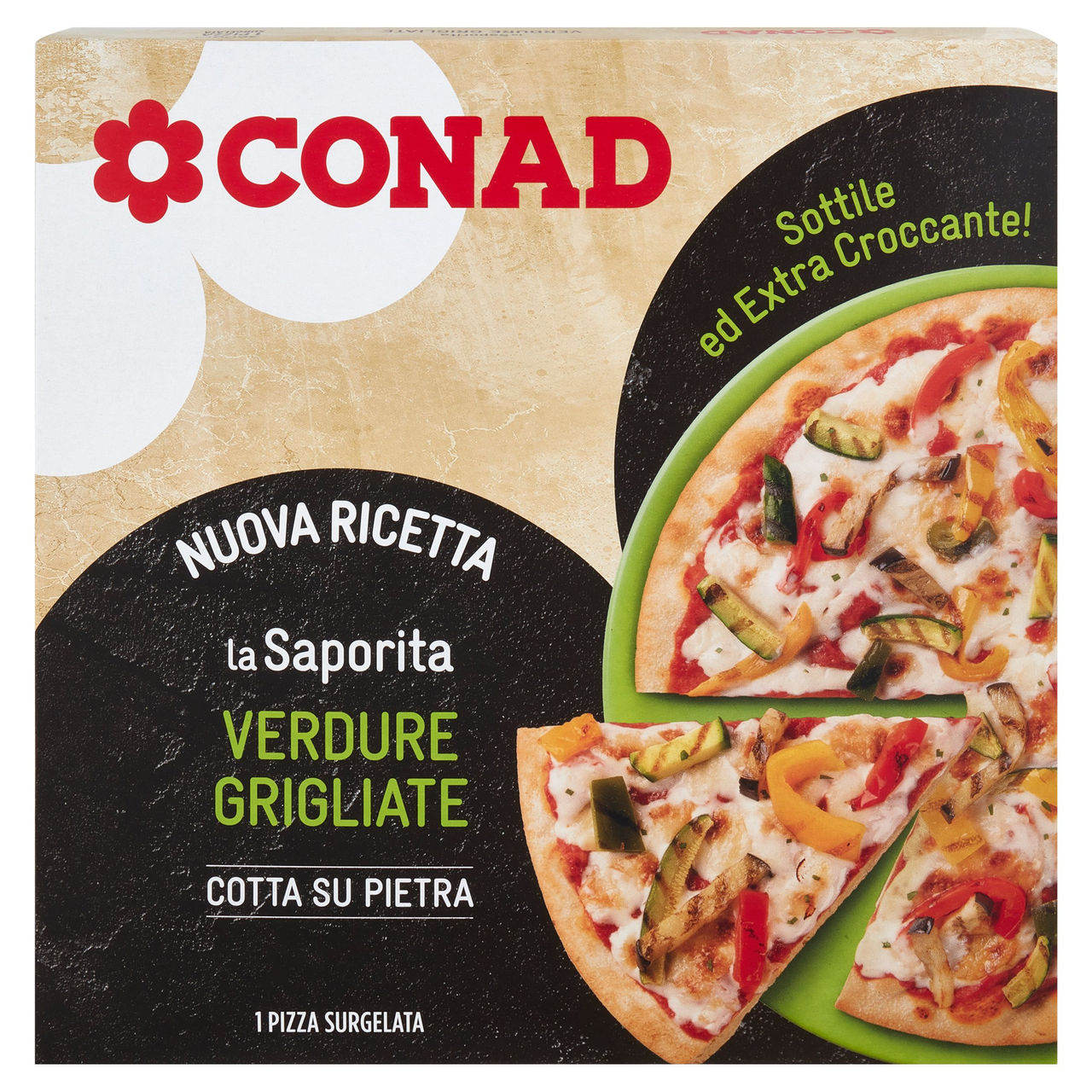 CONAD la Saporita Verdure Grigliate 1 Pizza Surgelata 360 g