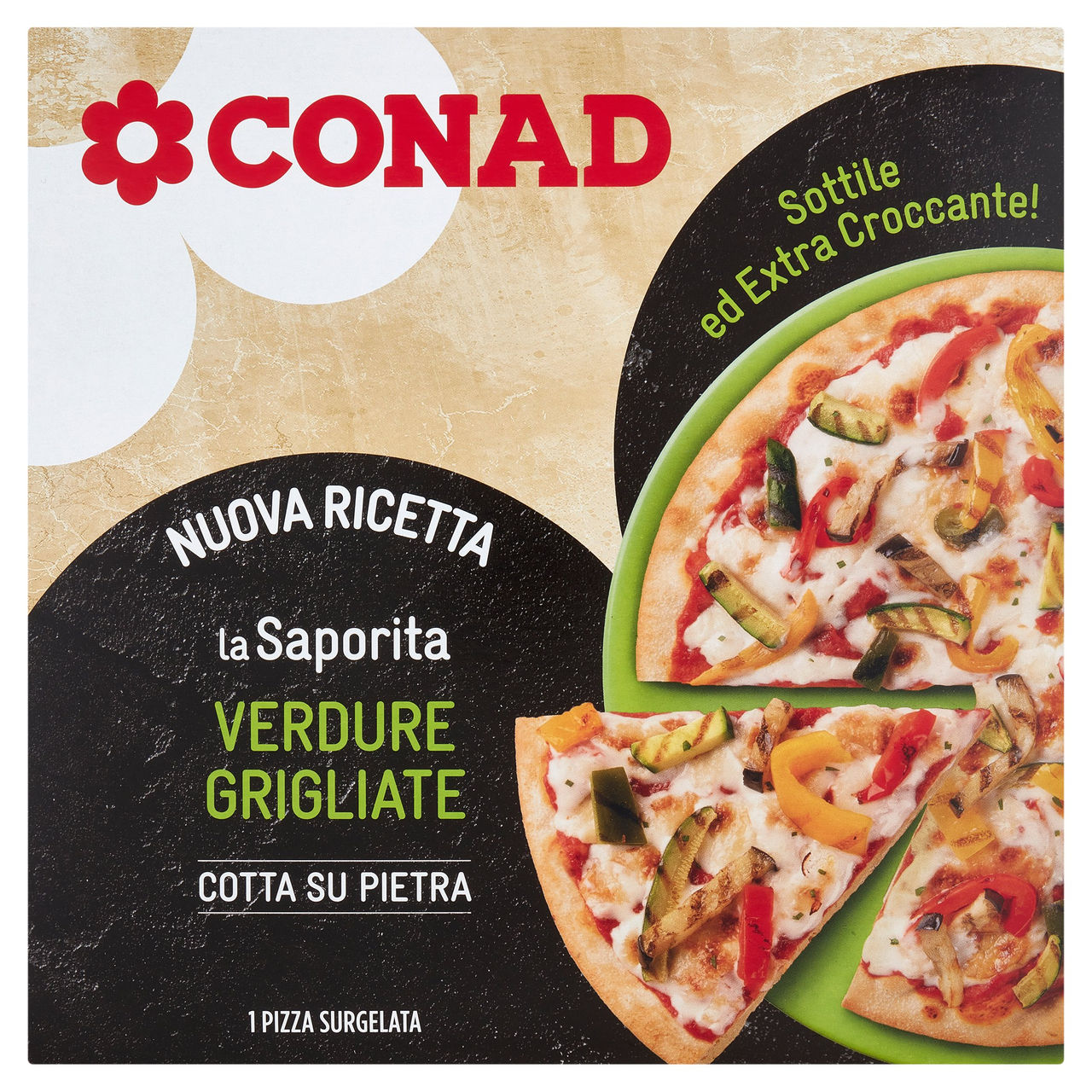 CONAD la Saporita Verdure Grigliate 1 Pizza Surgelata 360 g