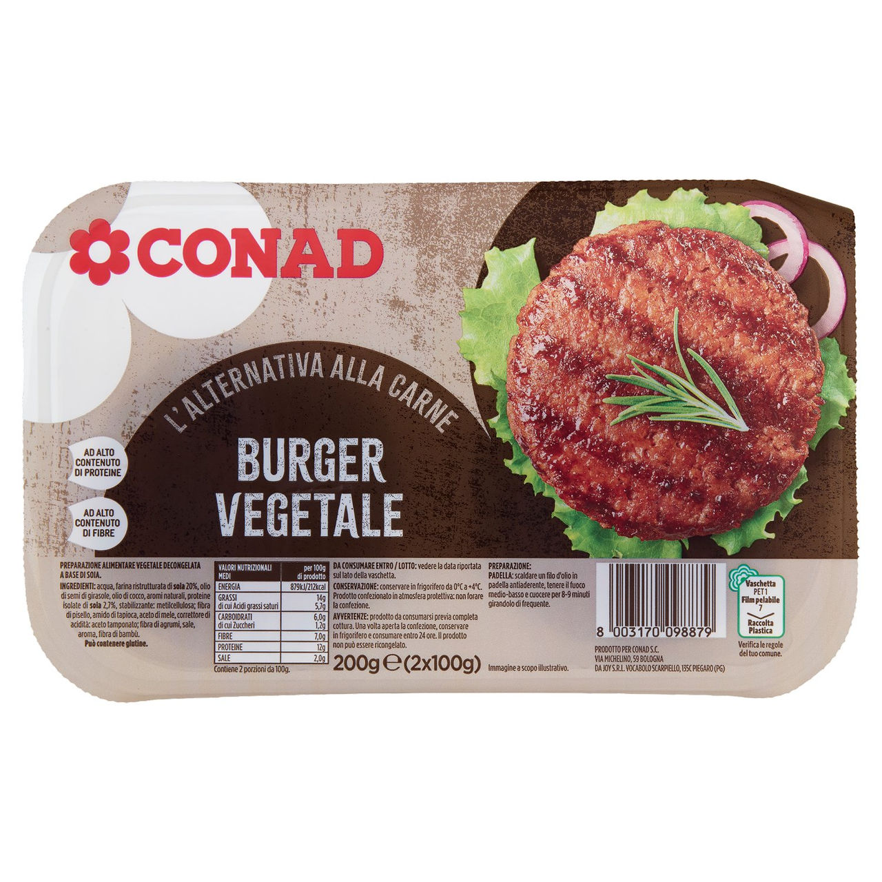 CONAD l'Alternativa alla Carne Burger Vegetale 2 x 100 g