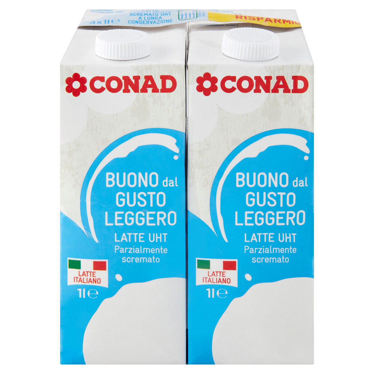 CONAD Latte UHT Parzialmente scremato Buono dal Gusto Leggero 4 x 1 l