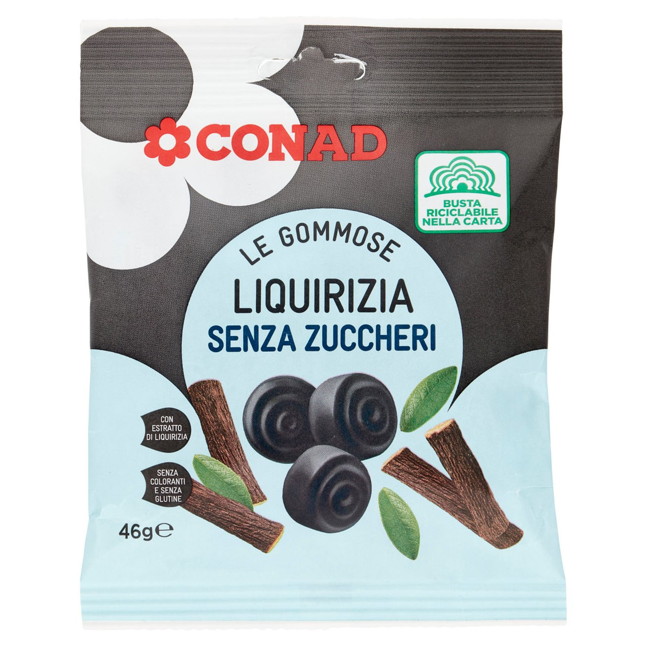 CONAD Le Gommose Liquirizia Senza Zuccheri 46 g