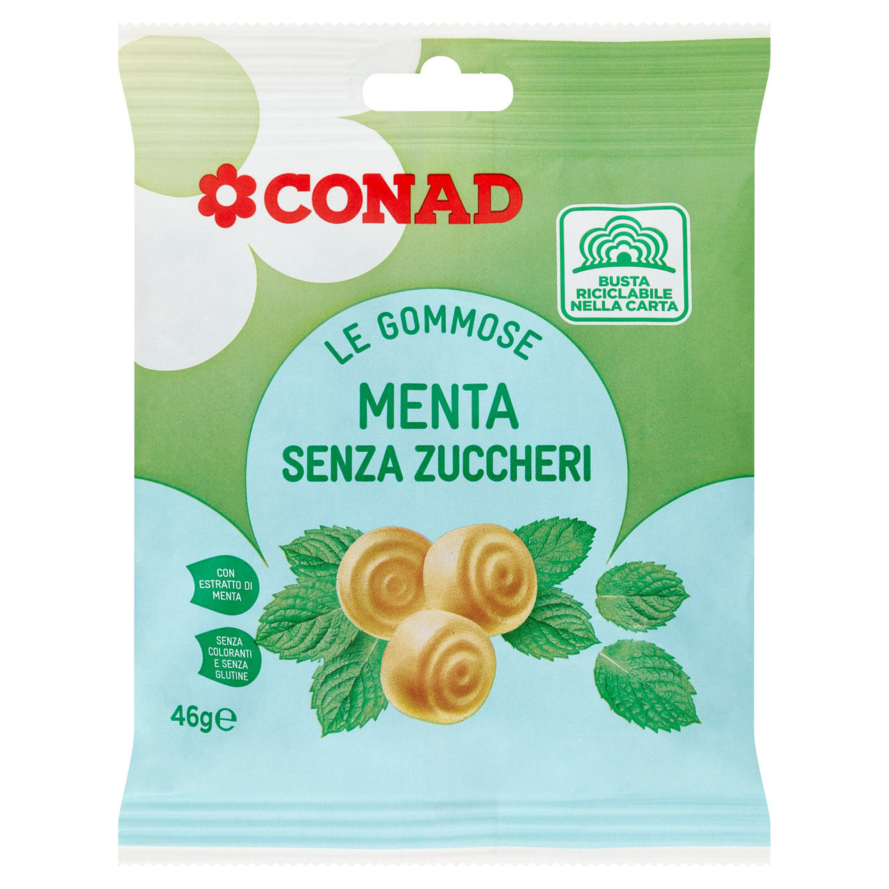 CONAD Le Gommose Menta Senza Zuccheri 46 g