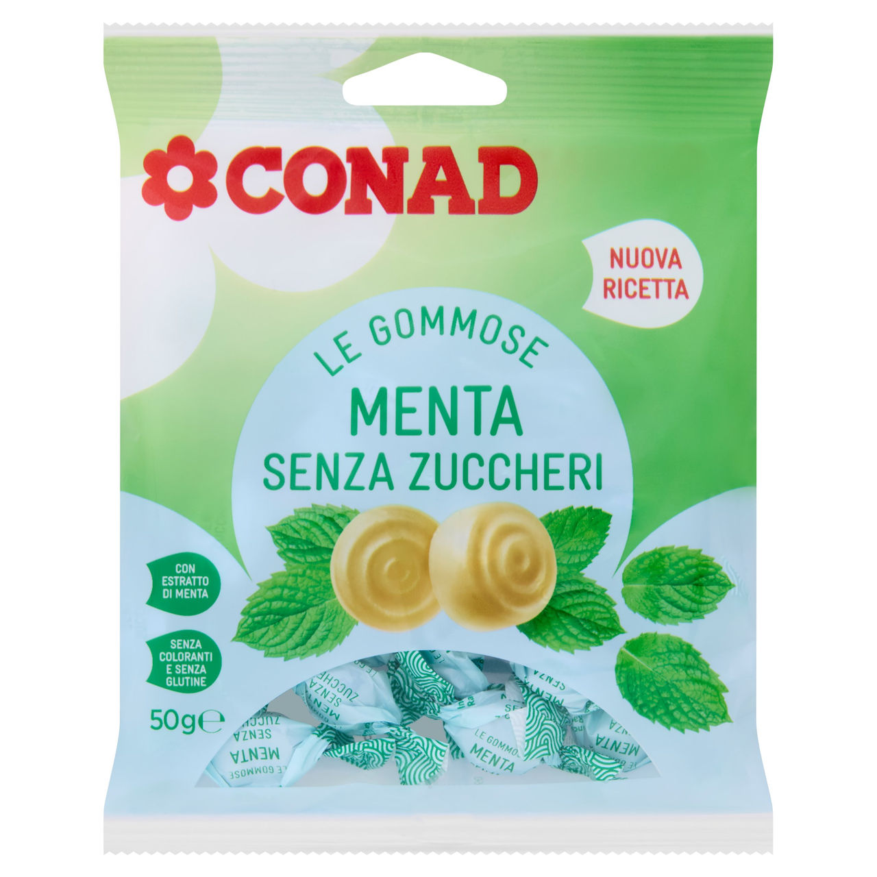 CONAD Le Gommose Menta Senza Zuccheri 50 g