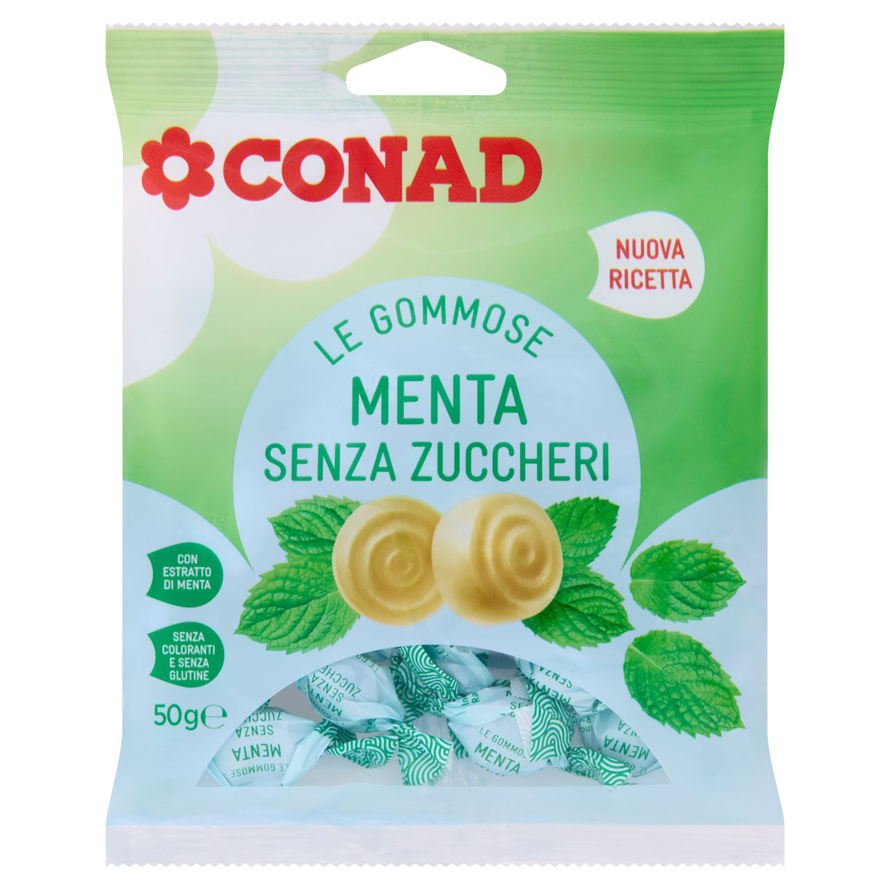 CONAD Le Gommose Menta Senza Zuccheri 50 g