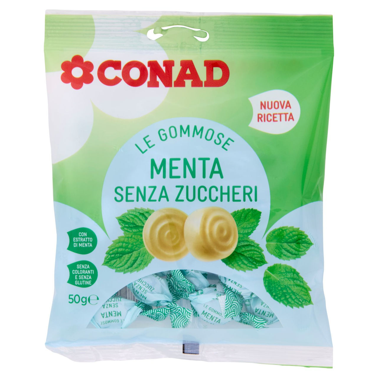 CONAD Le Gommose Menta Senza Zuccheri 50 g