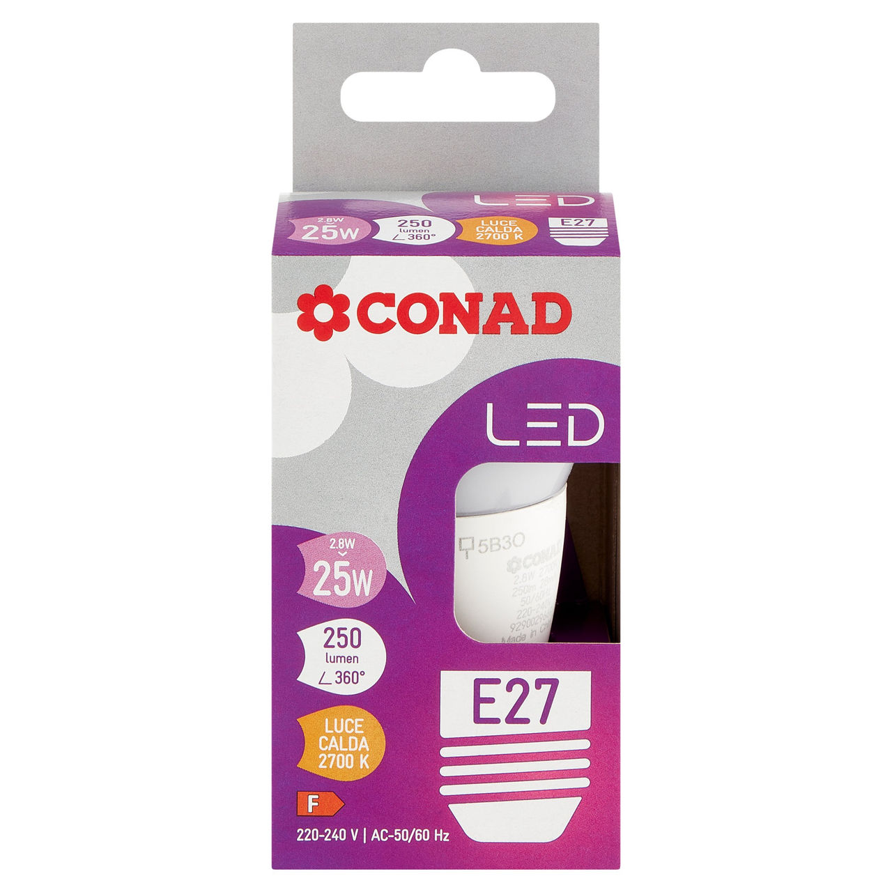 CONAD Led 2,8W 250 Lumen E27 Luce Calda