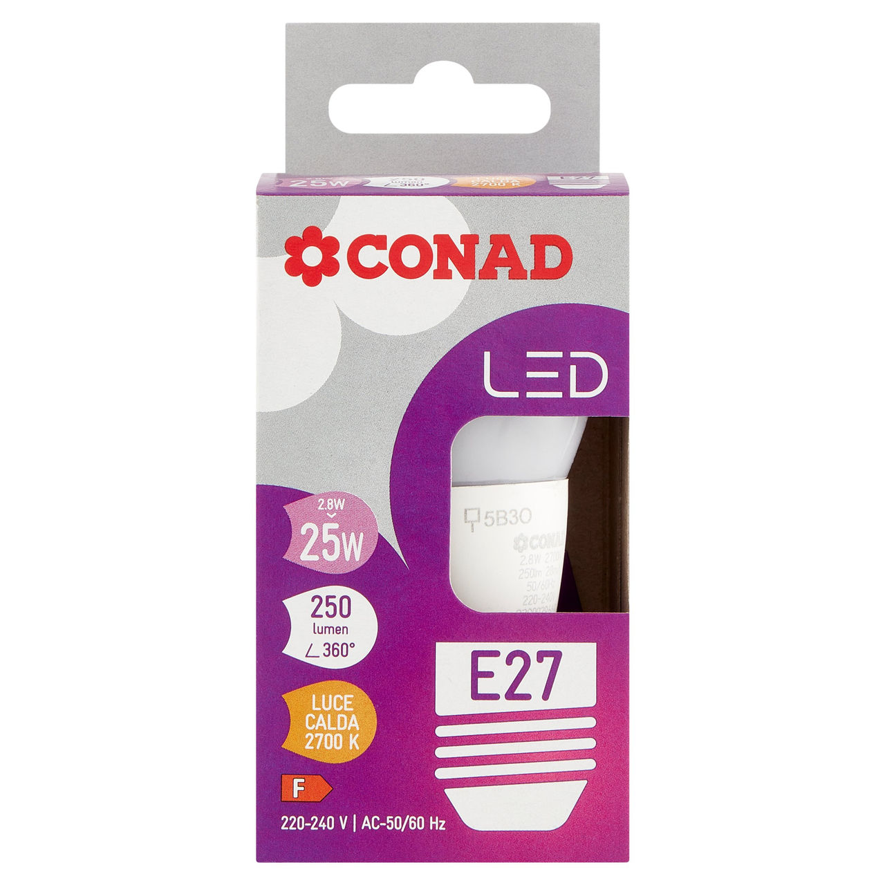CONAD Led 2,8W 250 Lumen E27 Luce Calda