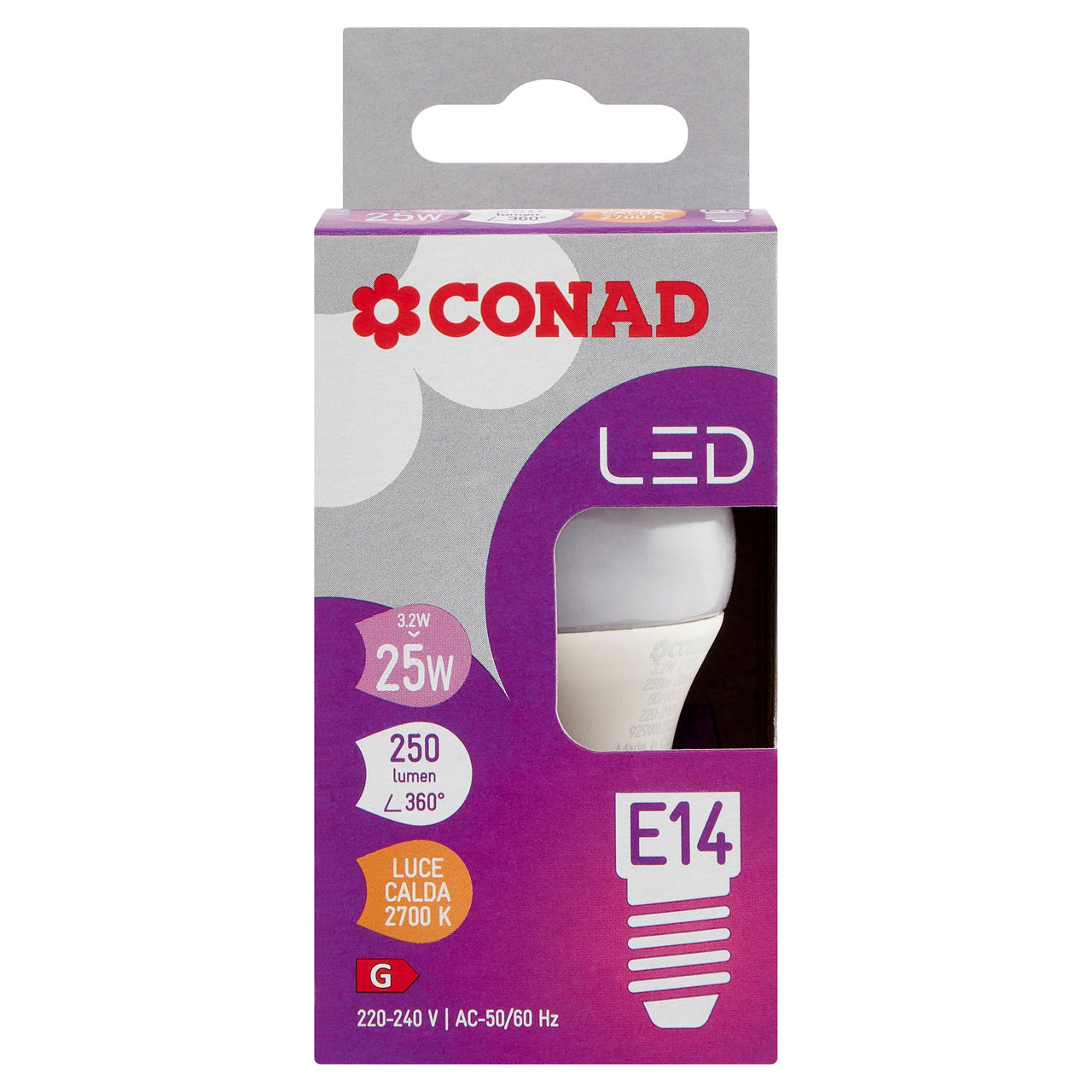 CONAD Led 3.2W 250 Lumen E14 Luce Calda