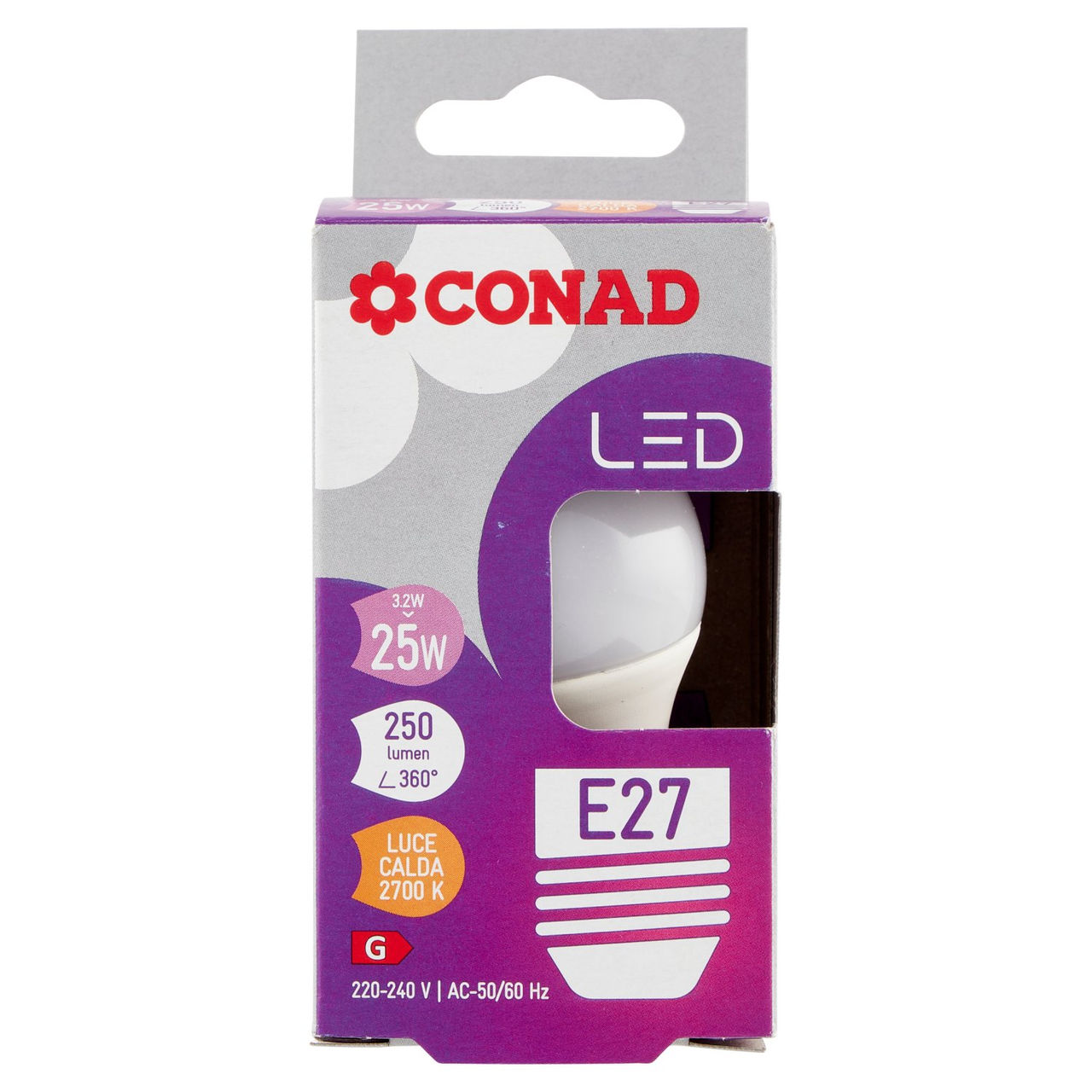 CONAD Led 3.2W 250 Lumen E27 Luce Calda