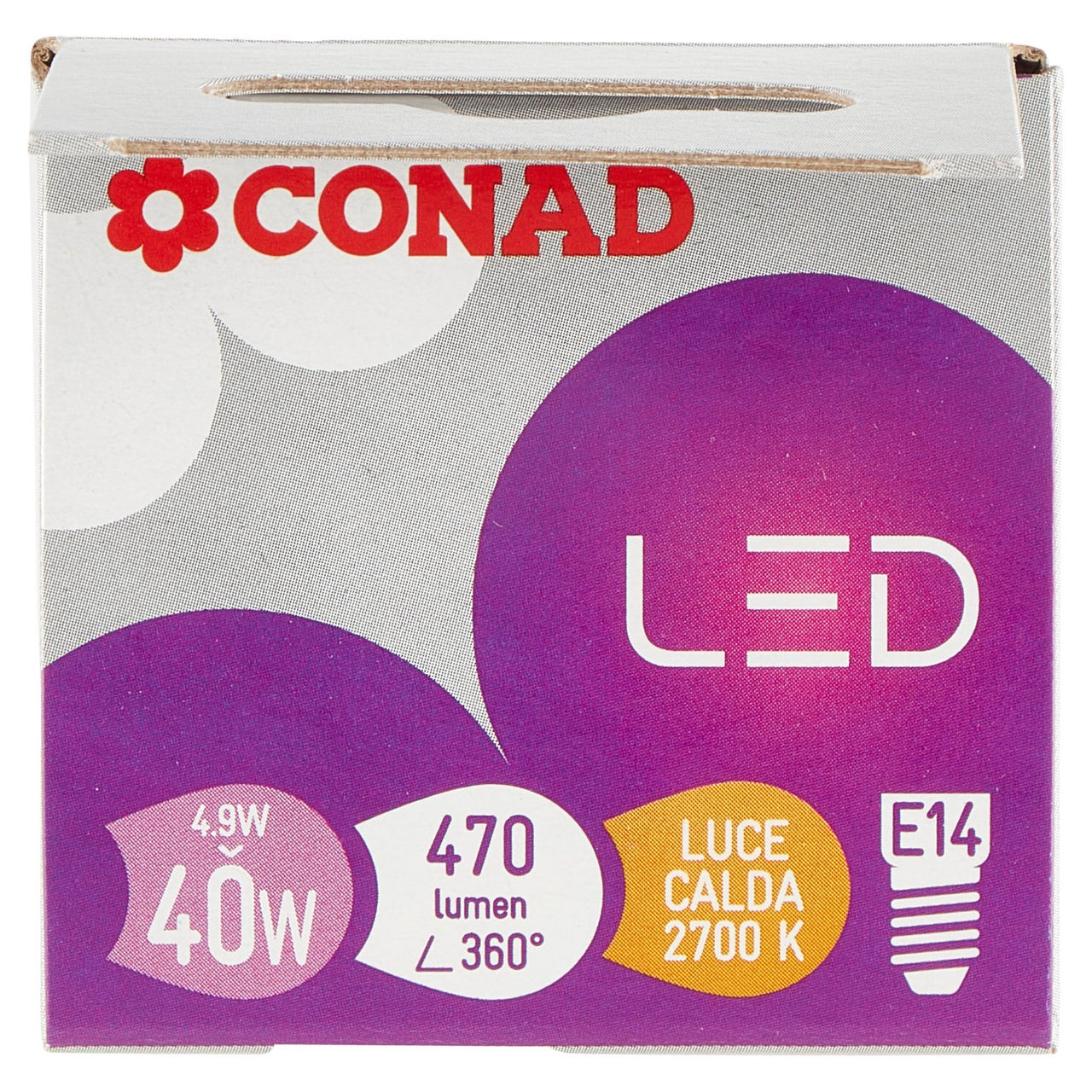 CONAD Led 4,9W 470 Lumen E14 Luce Calda
