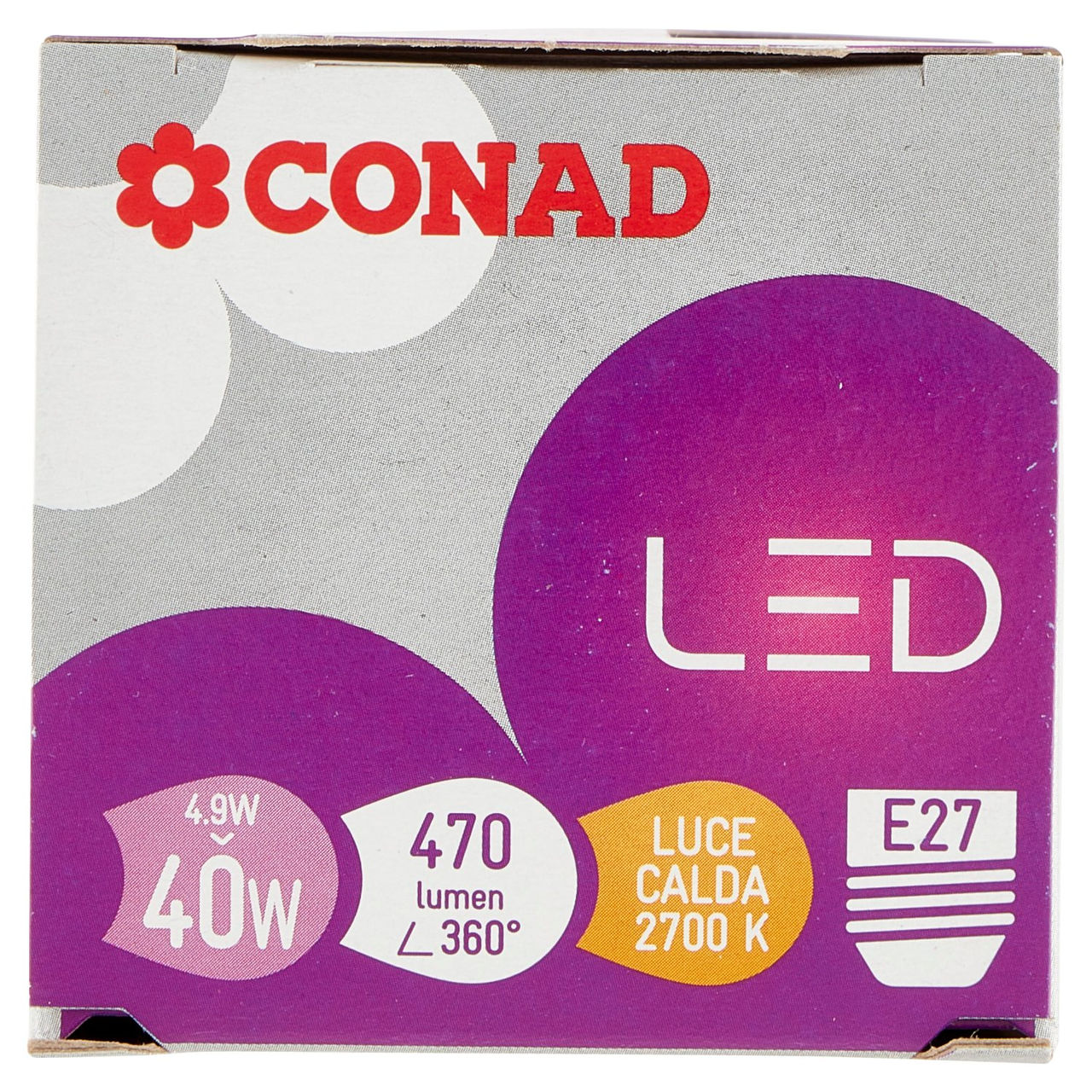 CONAD Led 4,9W 470 Lumen E27 Luce Calda