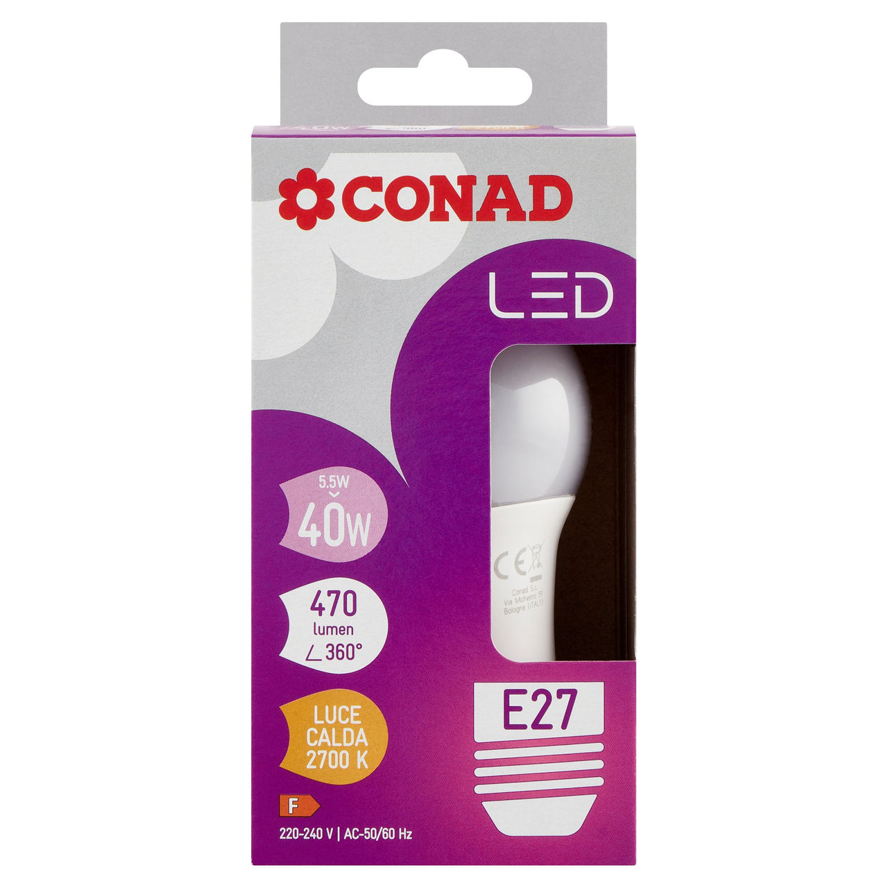CONAD Led 5.5W 470 lumen E27 Luce Calda