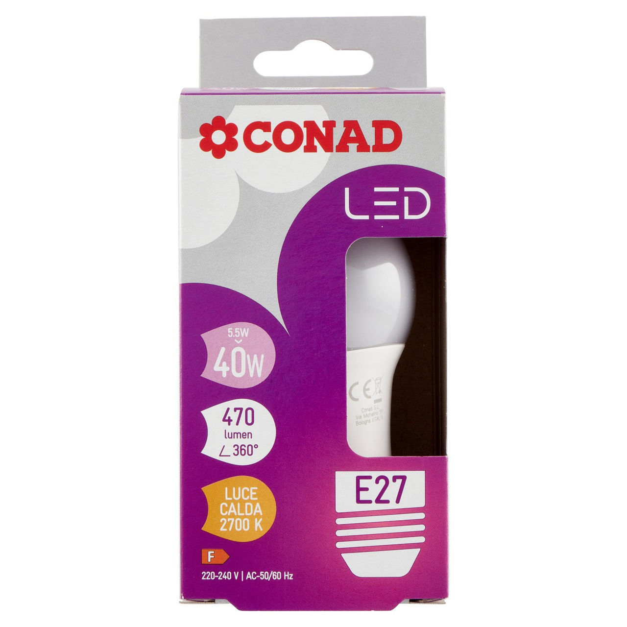 CONAD Led 5.5W 470 lumen E27 Luce Calda