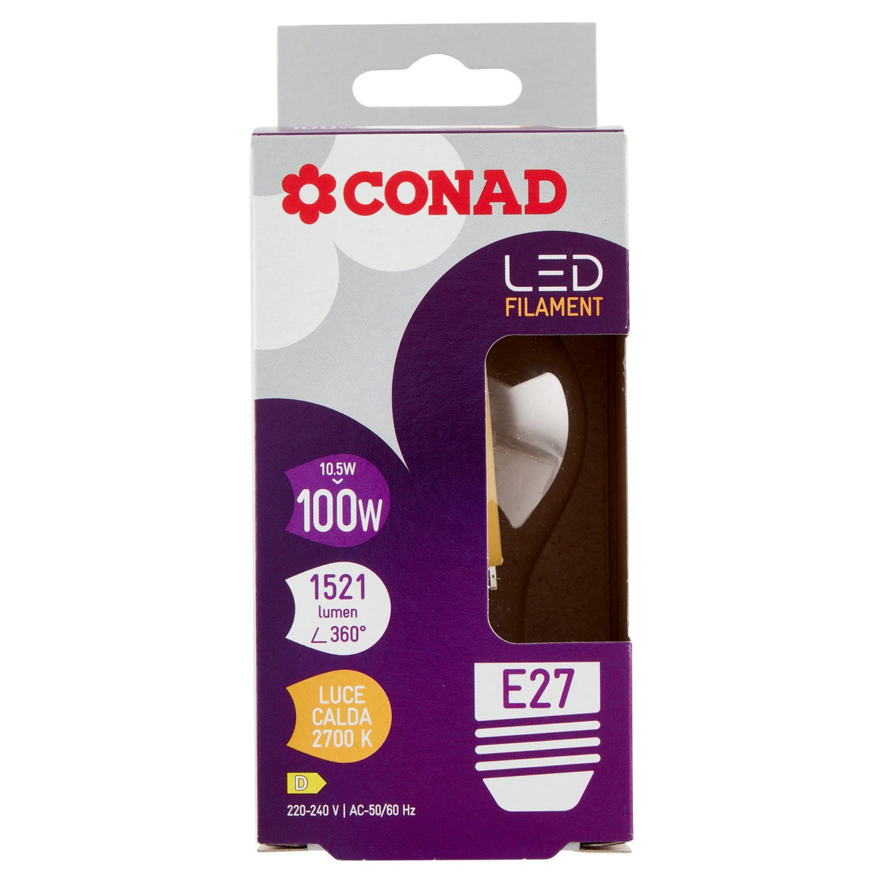 CONAD Led Filament 10.5W 1521 Lumen E27 Luce Calda