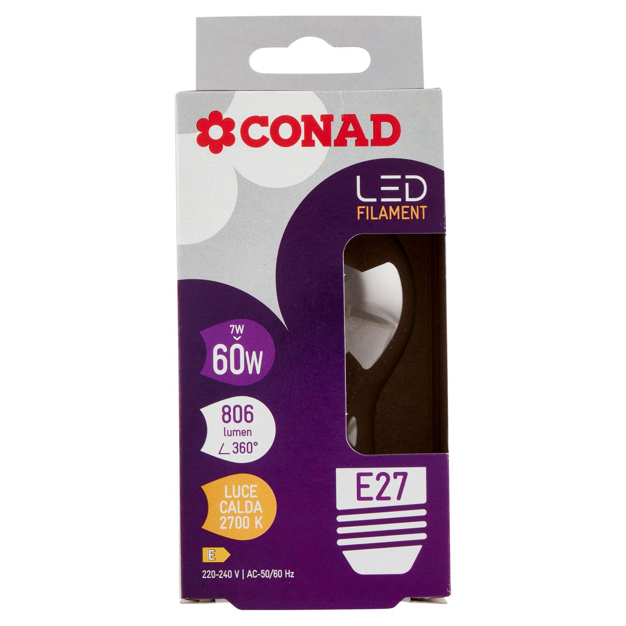 CONAD Led Filament 7W 806 Lumen E27 Luce Calda
