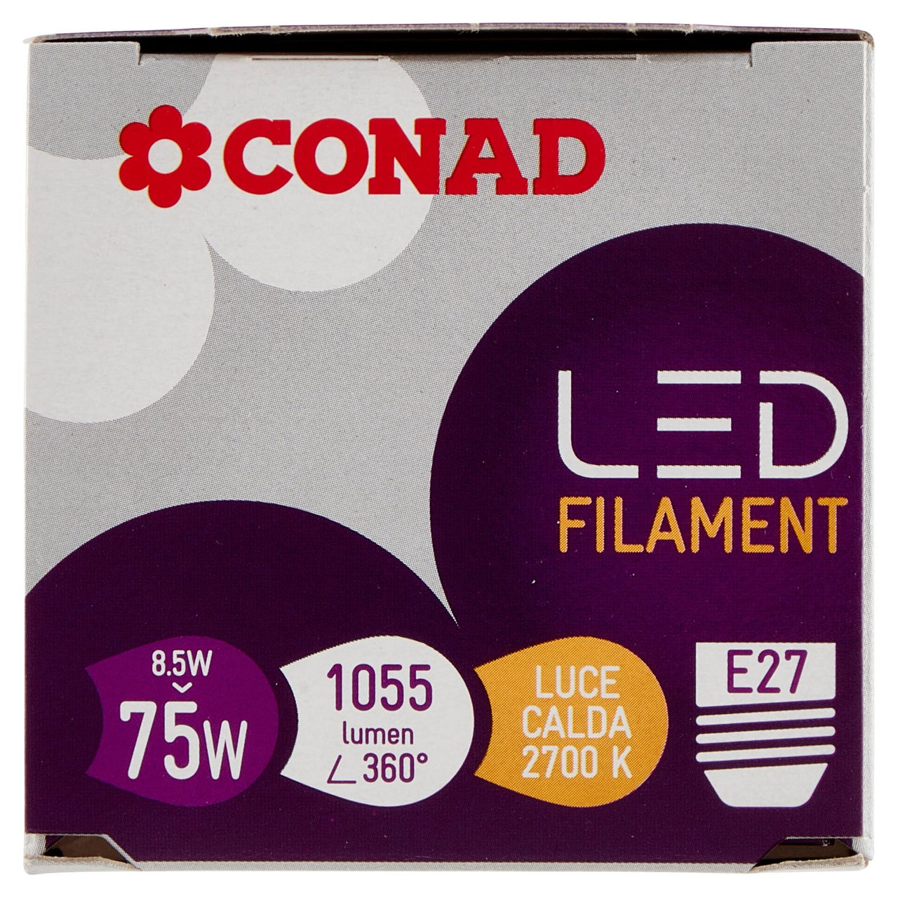 CONAD Led Filament 8.5W 1055 Lumen E27 Luce Calda