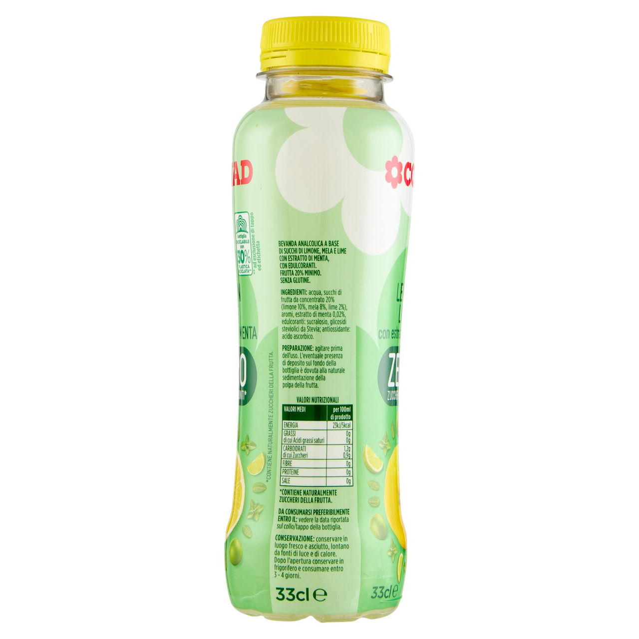 CONAD Lemon Lime con estratto di Menta Zero Zuccheri Aggiunti* 33 cl