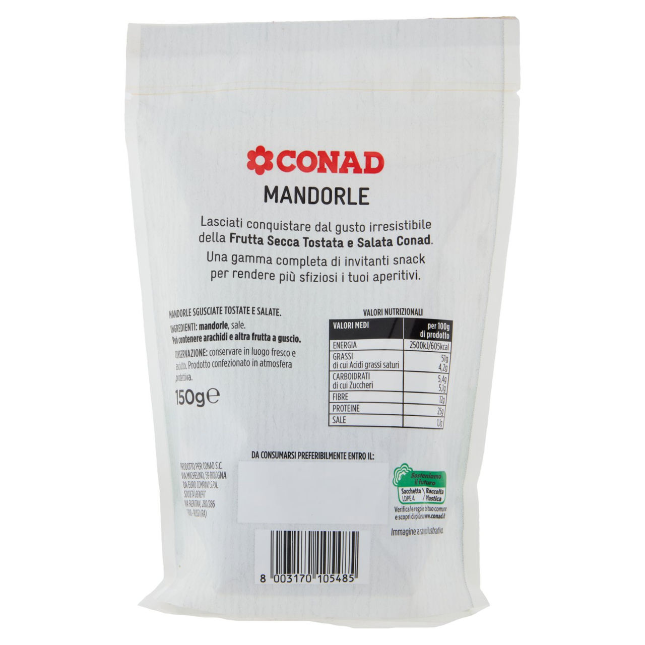 CONAD Mandorle Tostate e Salate 150 g