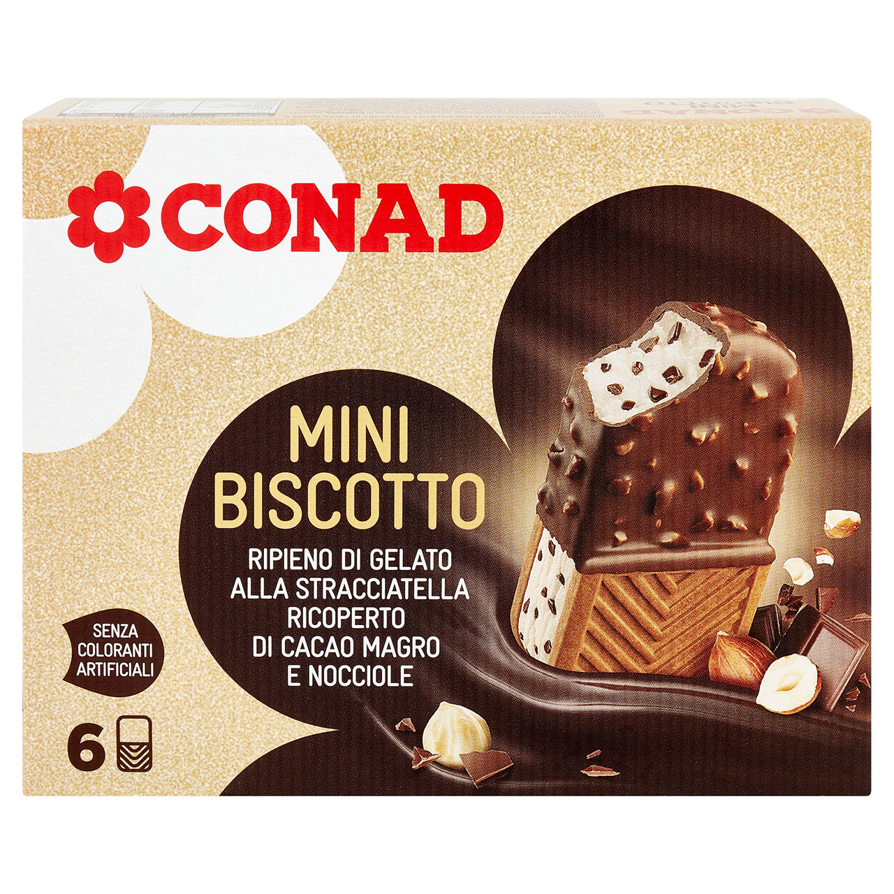 Mini Biscotto Gelato Stracciatella 6 pz Conad