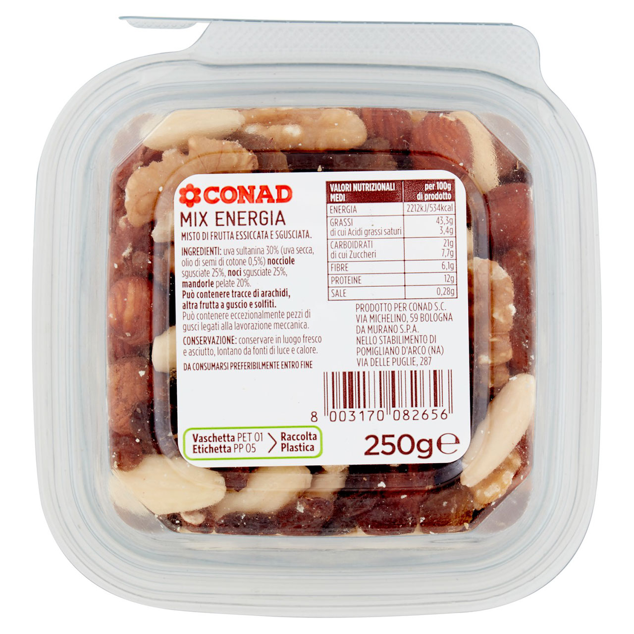 Mix Energia Conad uva, nocciole, noci, mandorle