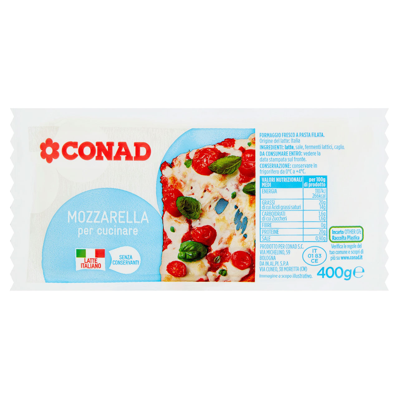 Mozzarella per cucinare 400g Conad vendita online