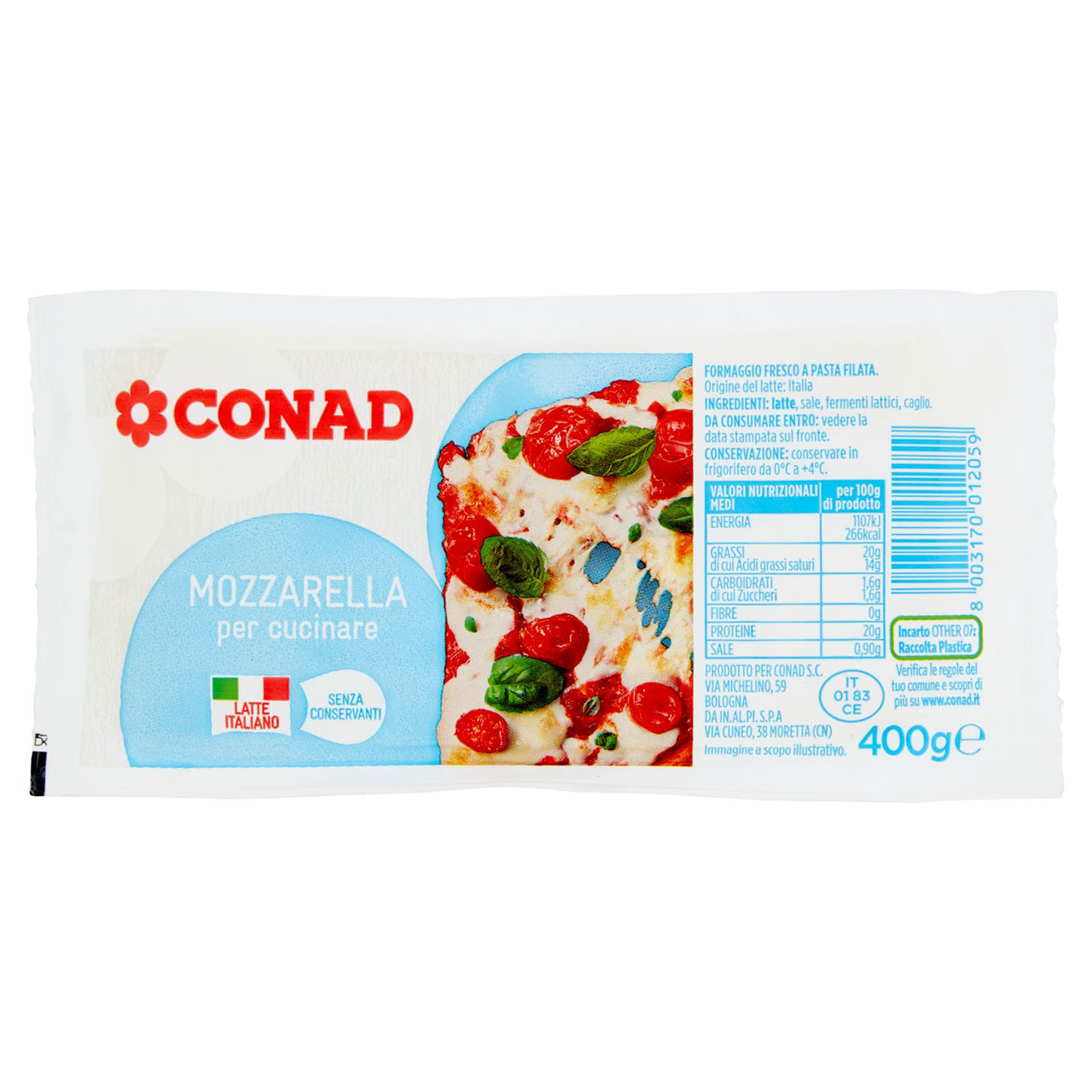 Mozzarella per cucinare 400g Conad vendita online | Conad