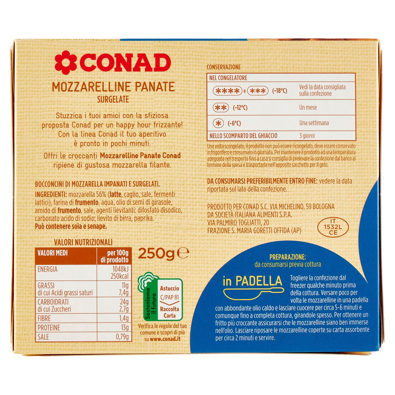 Mozzarelline Panate Surgelate 250 g Conad