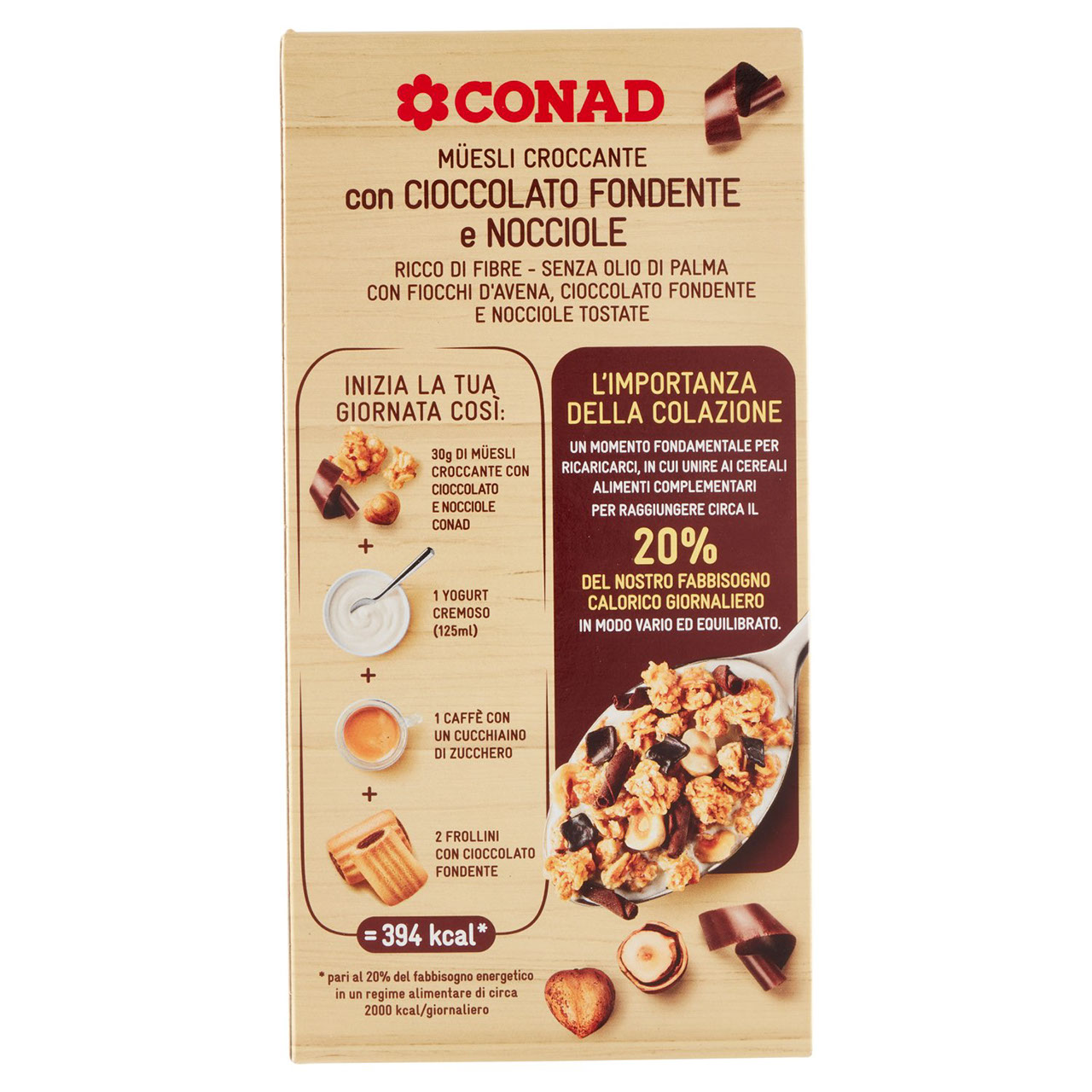 Müesli Cioccolato Fondente e Nocciole 375g Conad Conad
