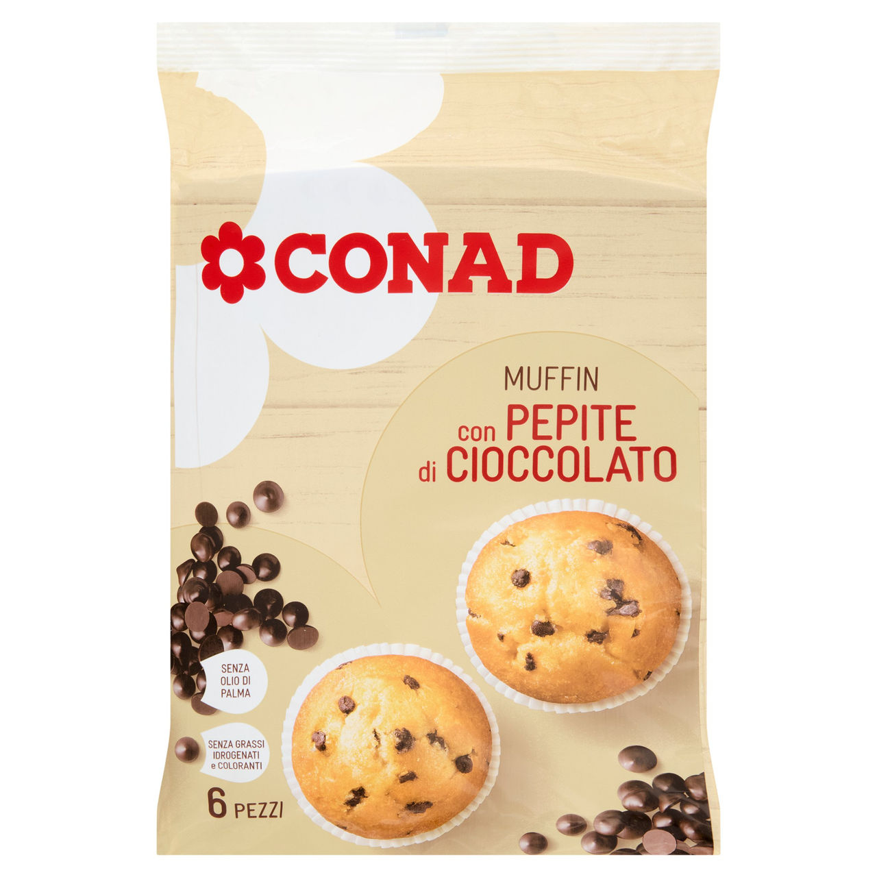Muffin con Pepite di Cioccolato 6 Pezzi Conad