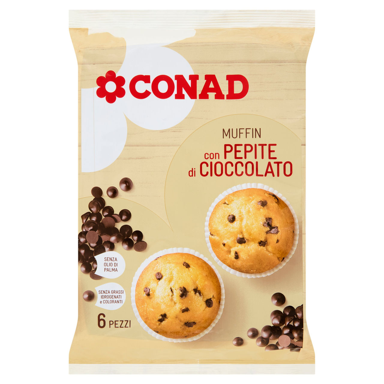 Muffin con Pepite di Cioccolato 6 Pezzi Conad