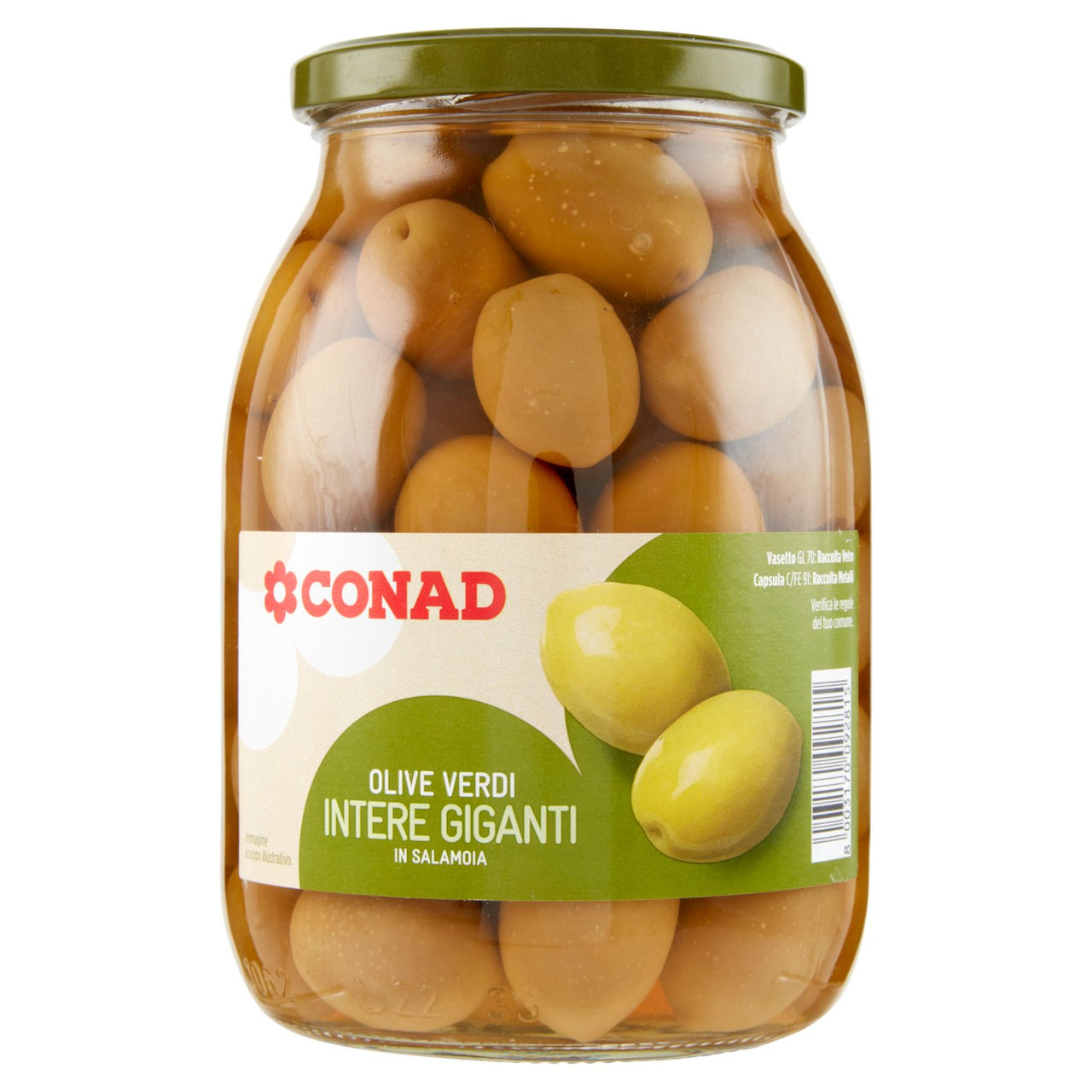 CONAD Olive Verdi Intere Giganti in Salamoia 950 g