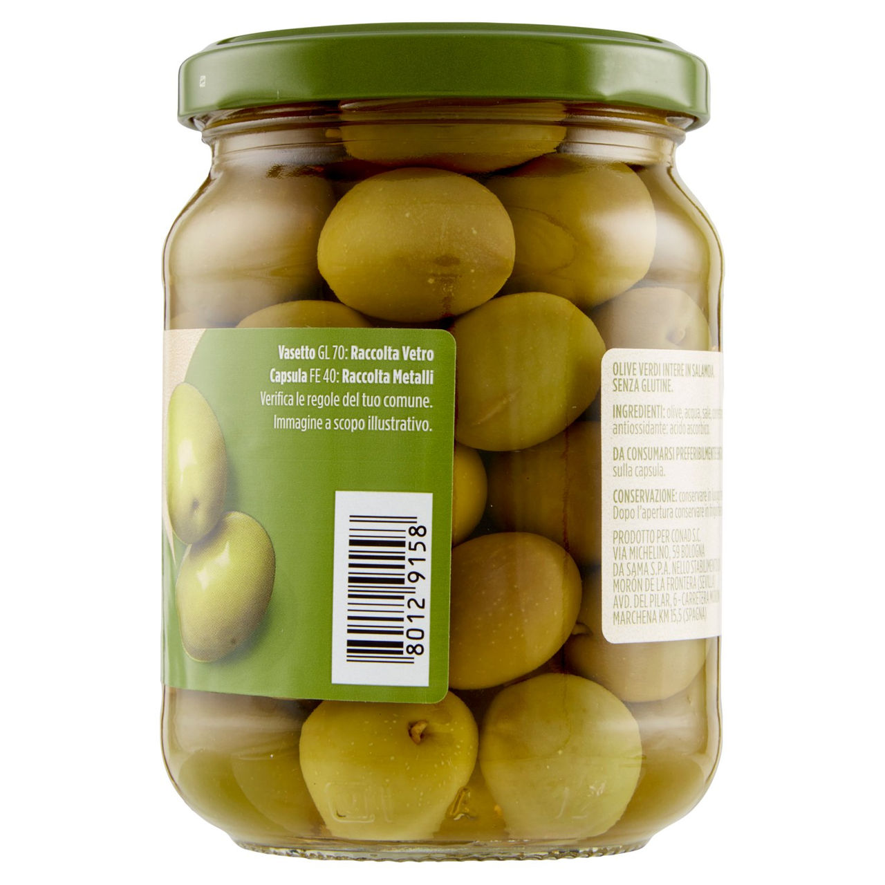 Olive Verdi Intere in Salamoia 310 g Conad