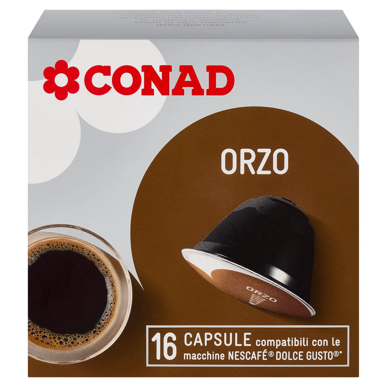 CONAD Orzo 16 Capsule compatibili con le macchine Nescafé Dolce Gusto* 32 g