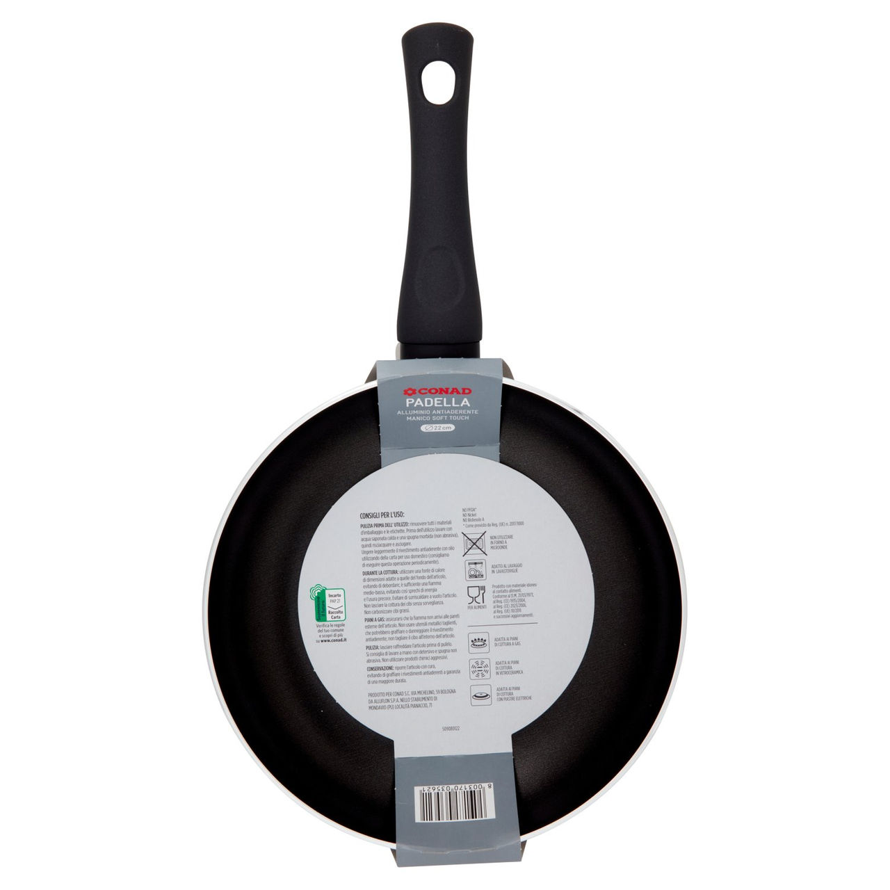 Megafesa 01102529 Padella Antiaderente 22 Cm – Acciaio Smaltato – Adatta A Induzione E Lavastoviglie