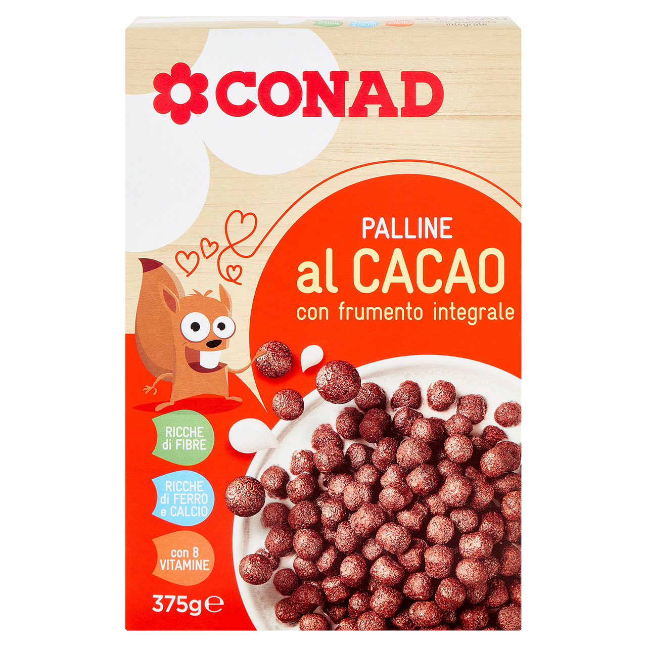 Palline al Cacao con Frumento Integrale 375g Conad