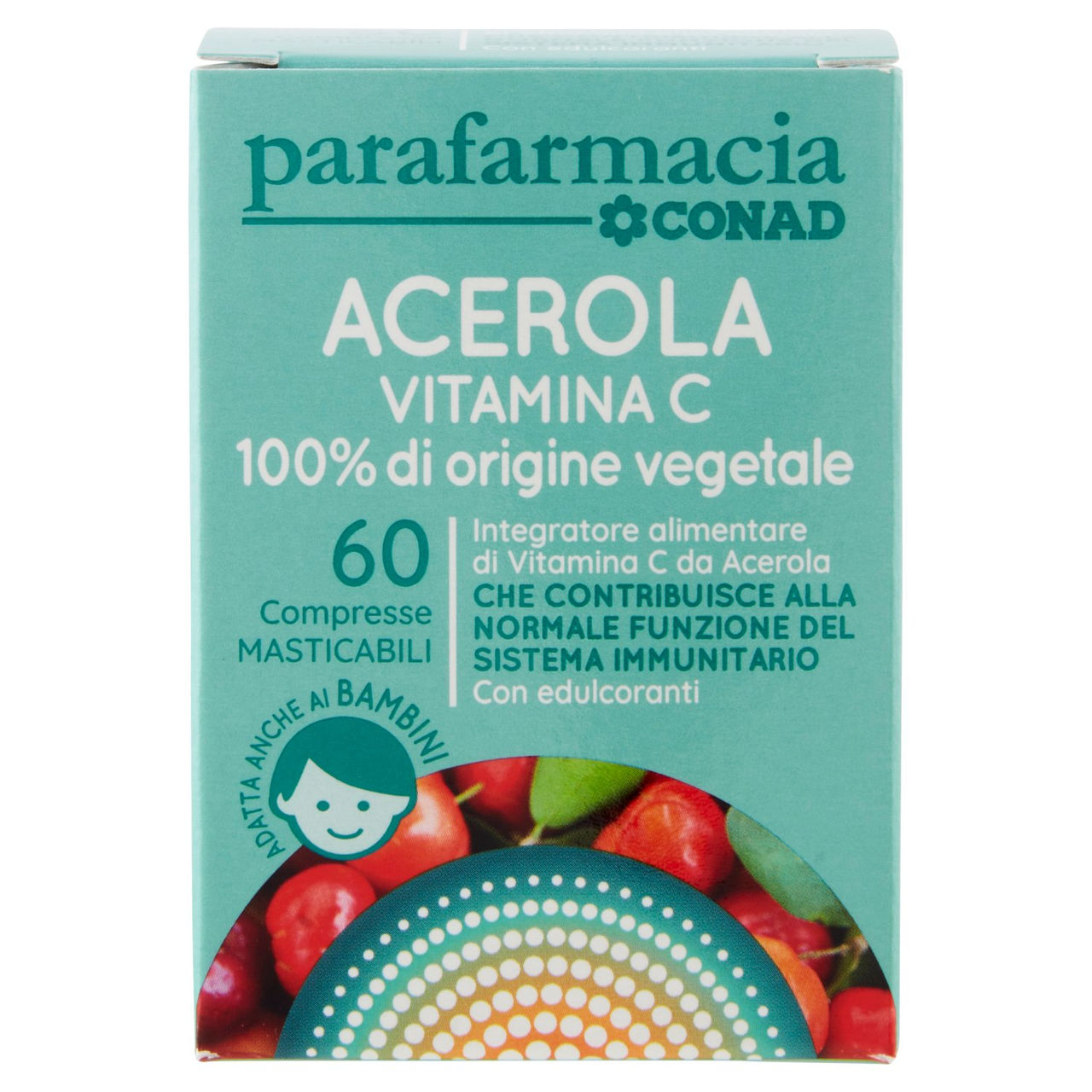 CONAD Parafarmacia Acerola Vitamina C 100% di origine vegetale 60 Compresse Masticabili 30 g