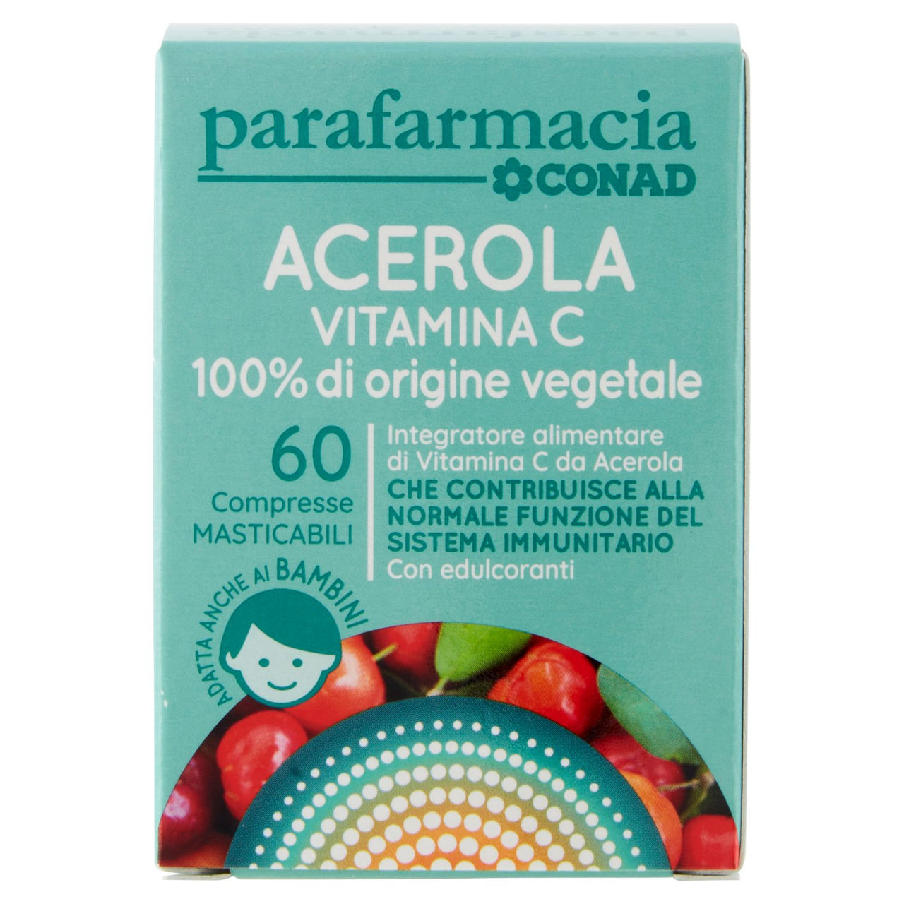 CONAD Parafarmacia Acerola Vitamina C 100% di origine vegetale 60 Compresse Masticabili 30 g