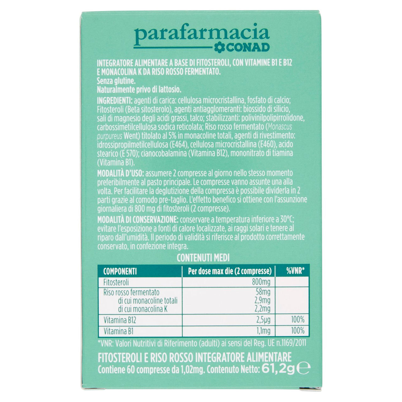 CONAD Parafarmacia Fitosteroli e Riso Rosso 60 Compresse 61,2 g