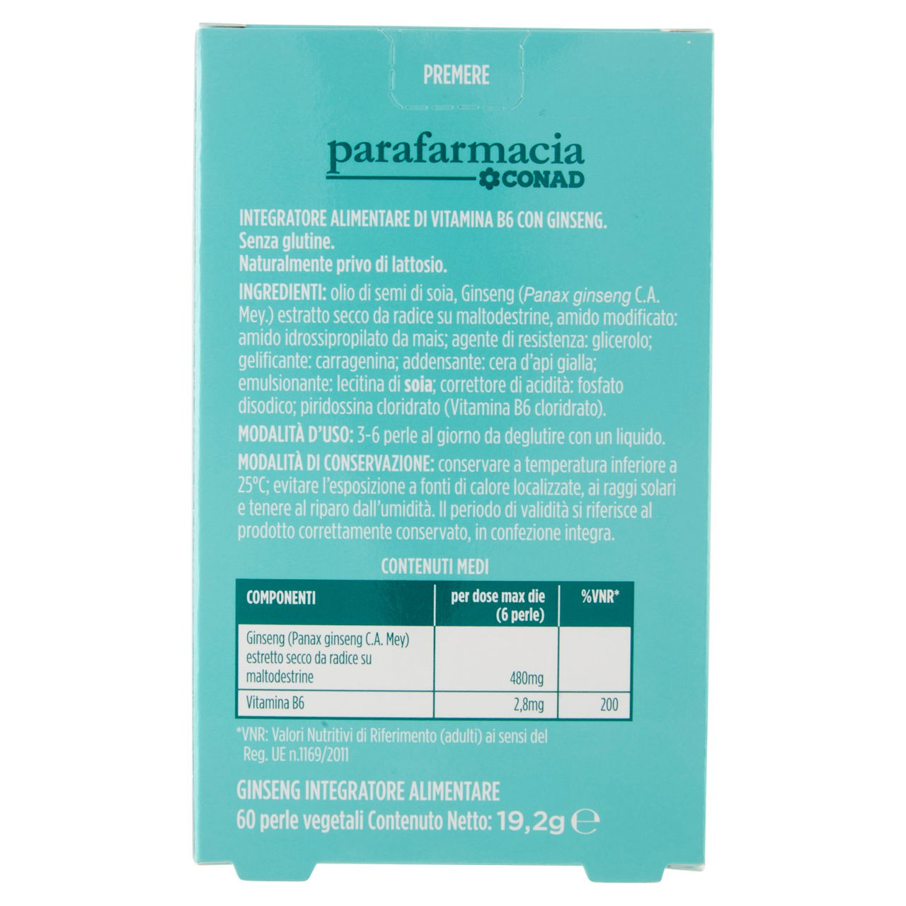 CONAD Parafarmacia Ginseng 60 Perle vegetali 19,2 g