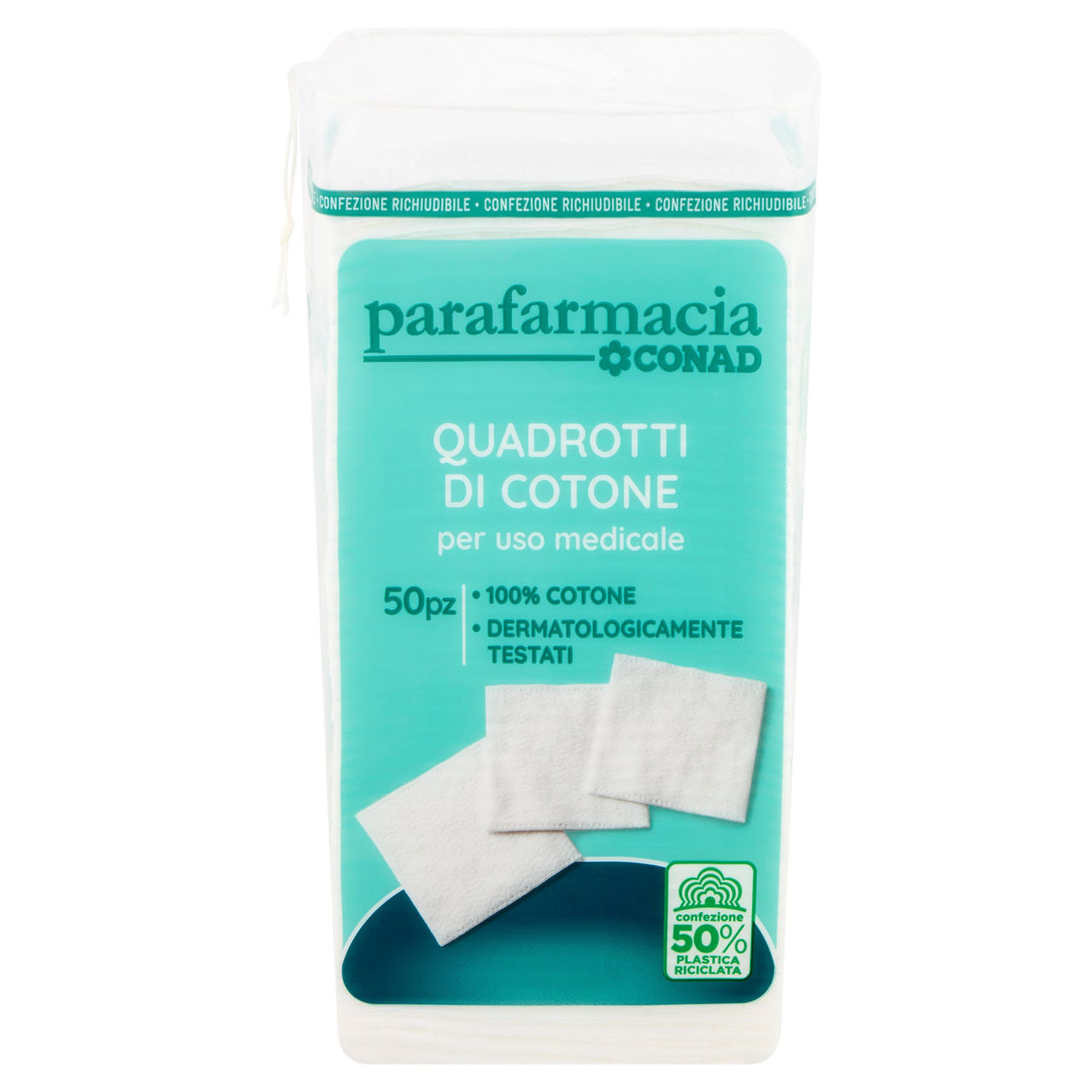CONAD parafarmacia Quadrotti di Cotone per uso medicale 50 pz