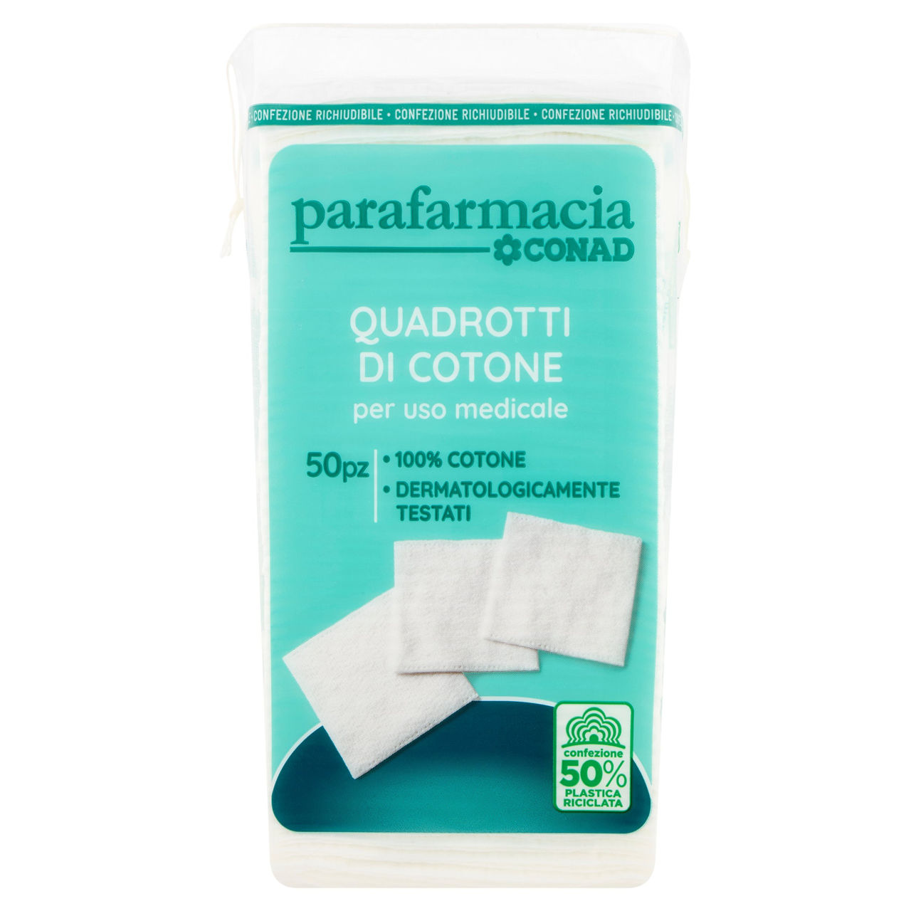 CONAD parafarmacia Quadrotti di Cotone per uso medicale 50 pz