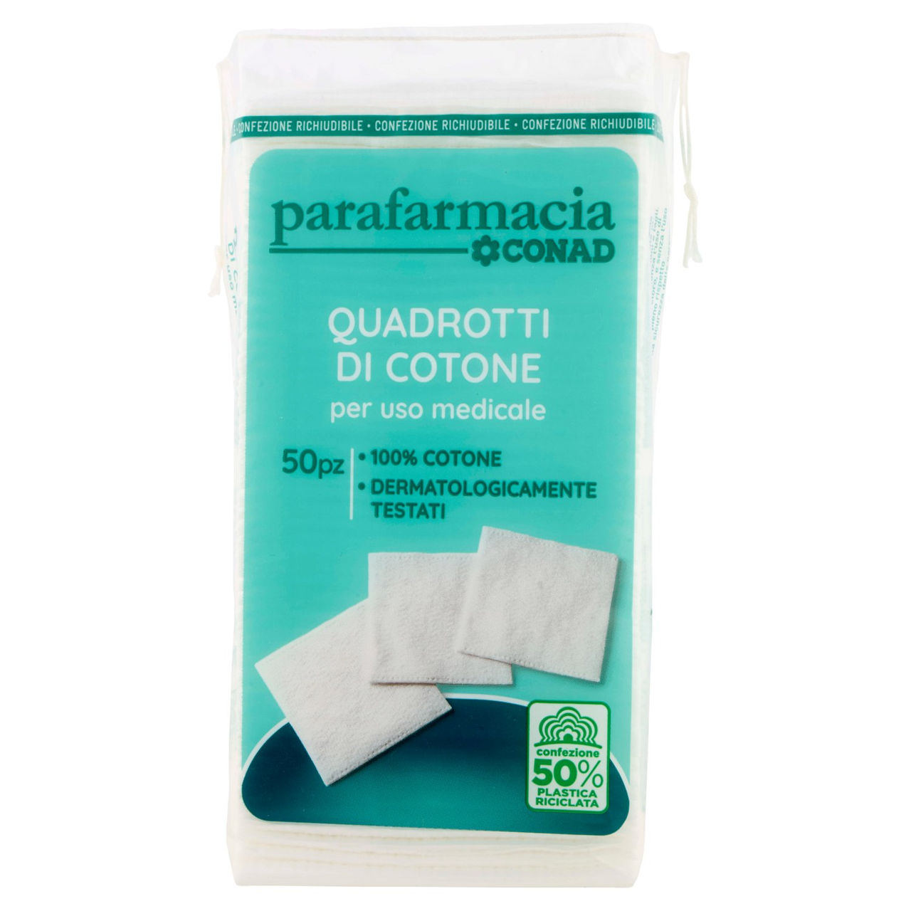 CONAD parafarmacia Quadrotti di Cotone per uso medicale 50 pz
