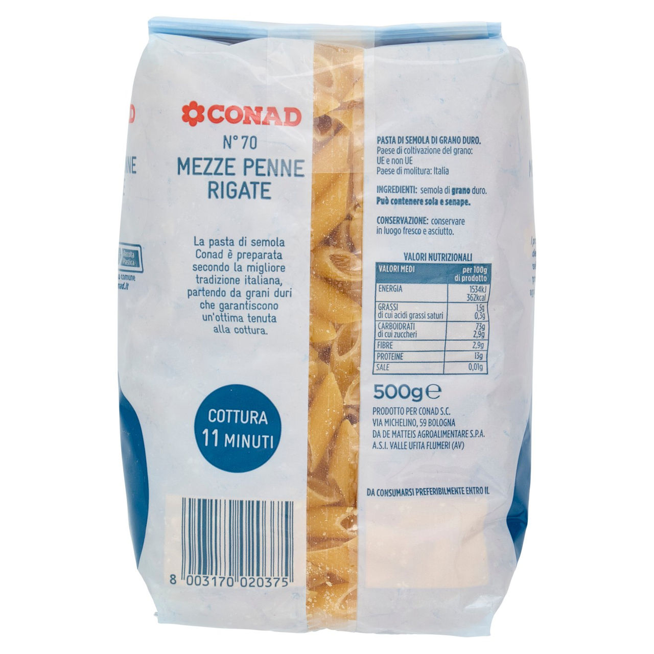 Mezze Penne Rigate 500 g Conad in vendita online