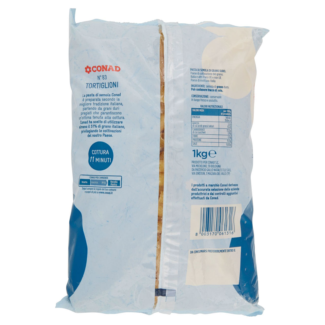 CONAD - Tortiglioni di semola di grano duro 1 kg