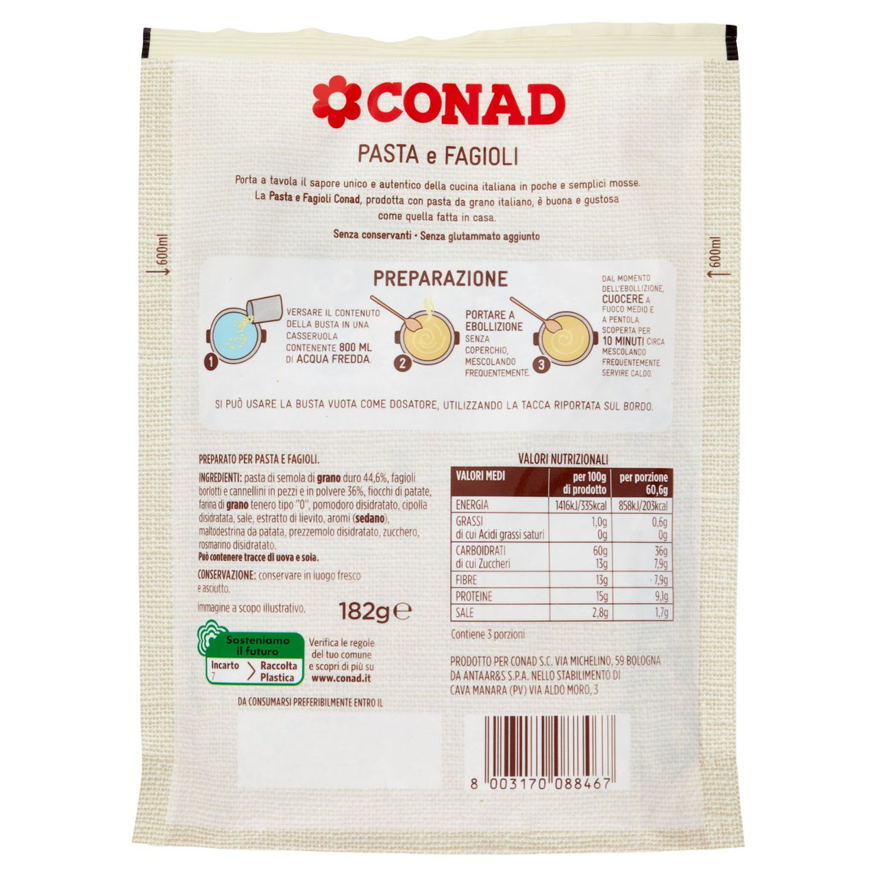 CONAD Pasta e Fagioli 182 g