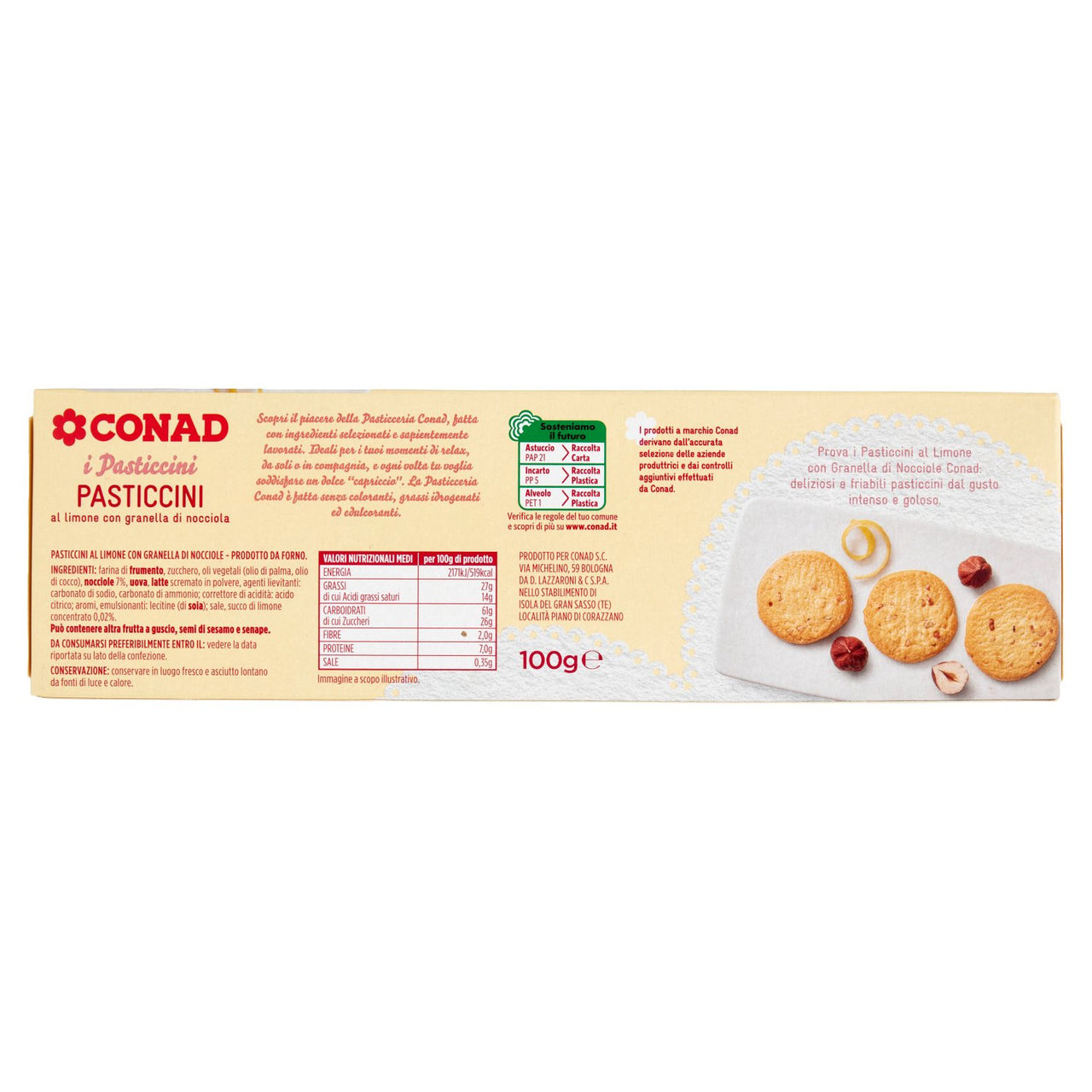 Pasticcini Limone e Granella Nocciole Conad online